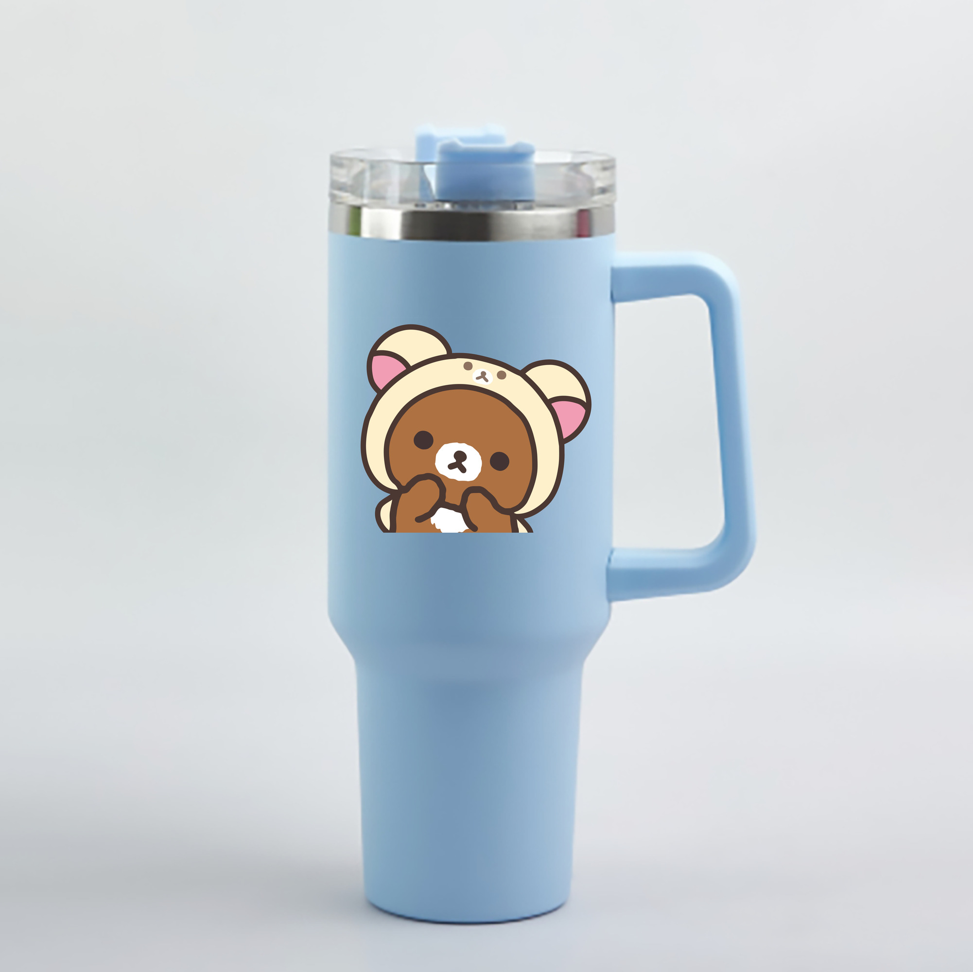 （画像用） リラックマ リラックマ キイロイトリ Rilakkuma Korilakkuma Kiiroitori 1200mL車用タンブラー - クリスタルステッカー（プラスチックストロー付き）