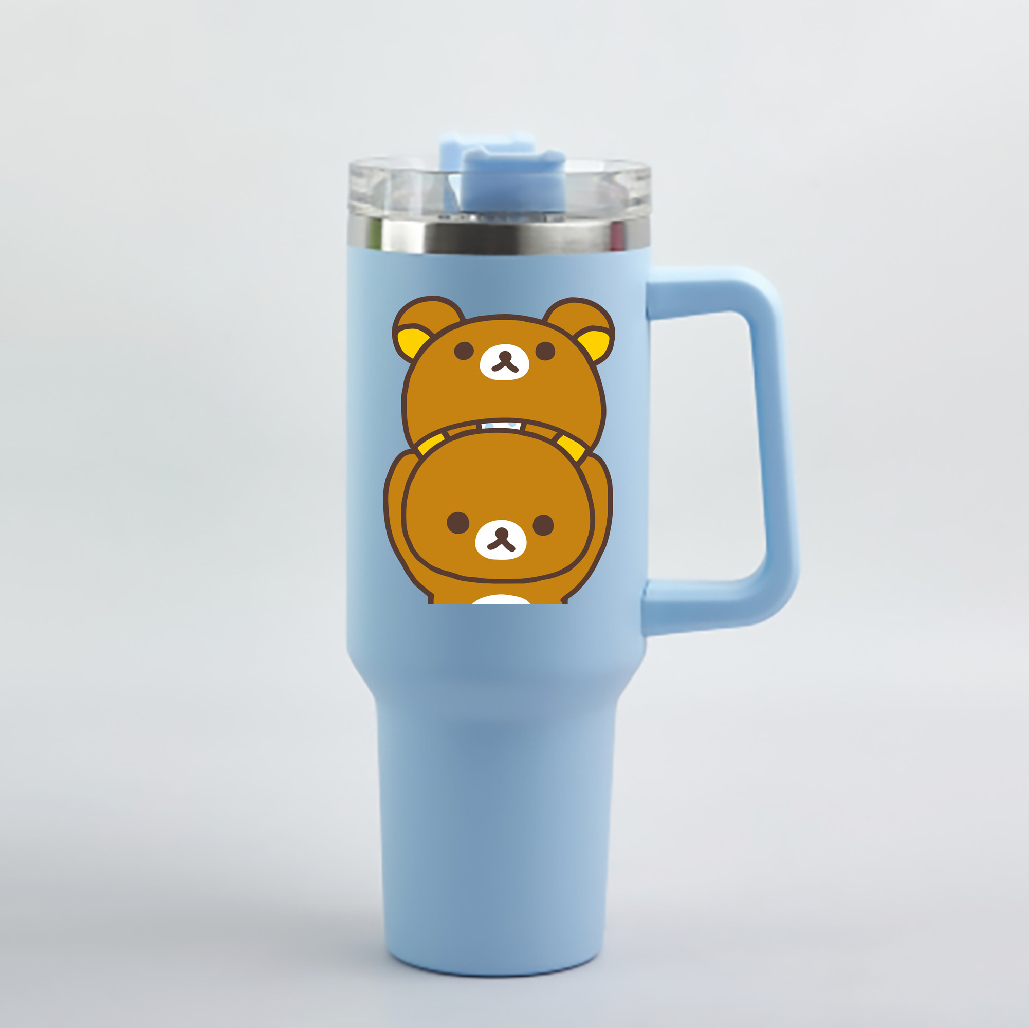 （画像用） リラックマ リラックマ キイロイトリ Rilakkuma Korilakkuma Kiiroitori 1200mL車用タンブラー - クリスタルステッカー（プラスチックストロー付き）