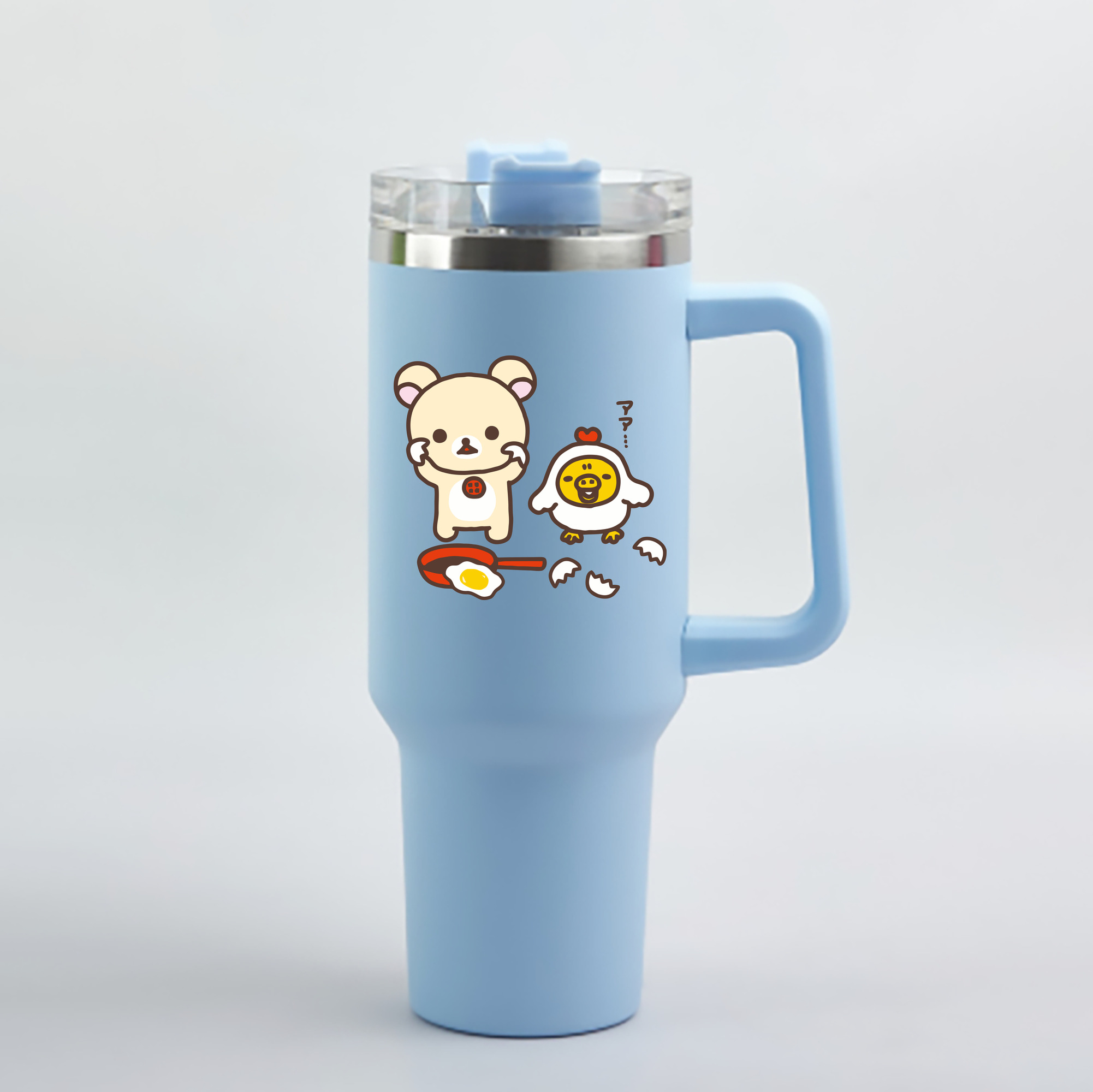 （画像用） リラックマ リラックマ キイロイトリ Rilakkuma Korilakkuma Kiiroitori 1200mL車用タンブラー - クリスタルステッカー（プラスチックストロー付き）