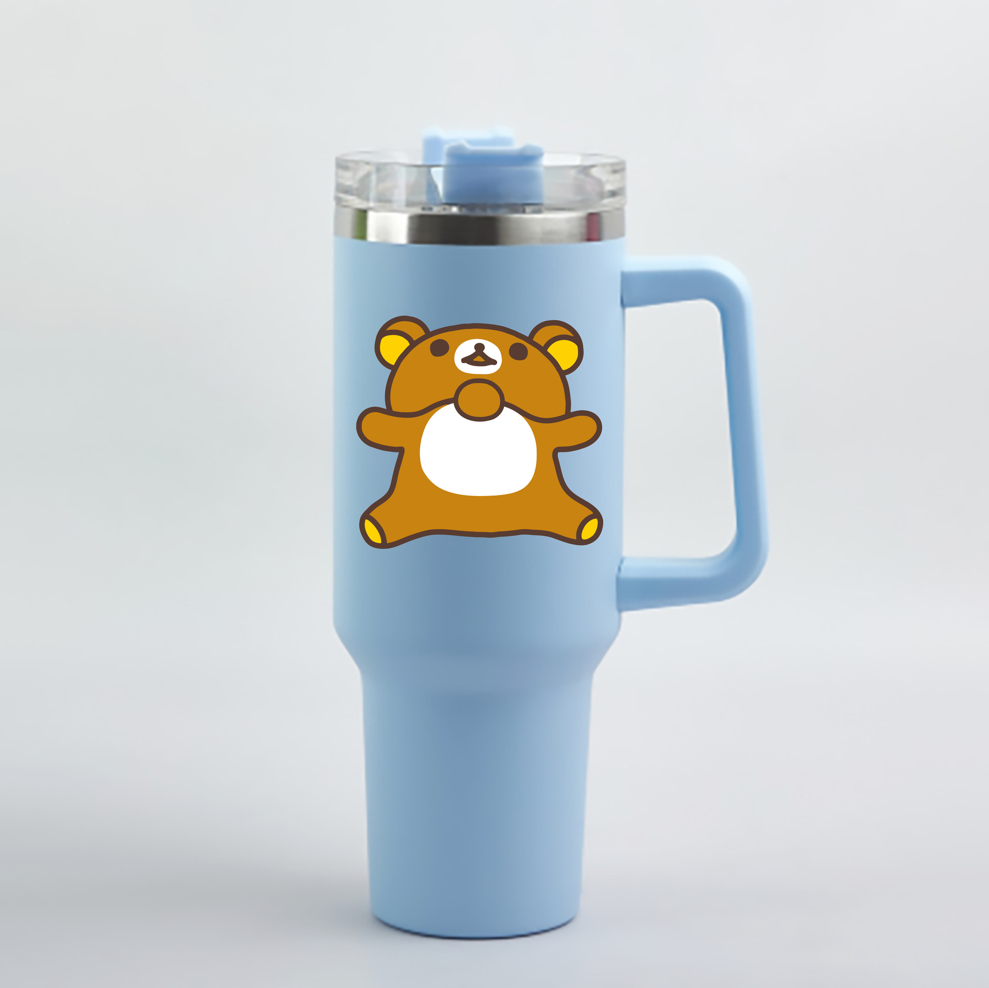 （画像用） リラックマ リラックマ キイロイトリ Rilakkuma Korilakkuma Kiiroitori 1200mL車用タンブラー - クリスタルステッカー（プラスチックストロー付き）