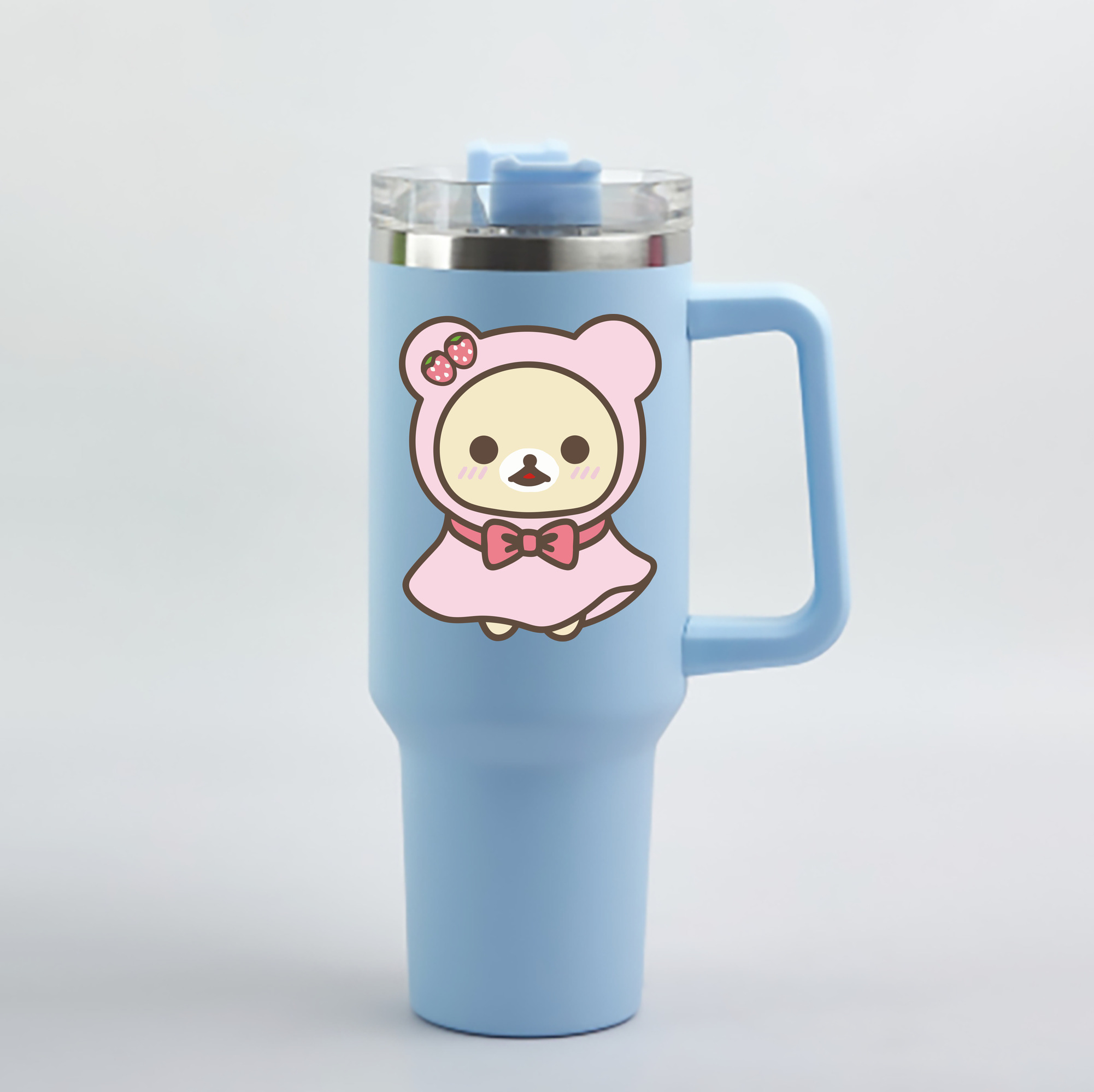 （画像用） リラックマ リラックマ キイロイトリ Rilakkuma Korilakkuma Kiiroitori 1200mL車用タンブラー - クリスタルステッカー（プラスチックストロー付き）