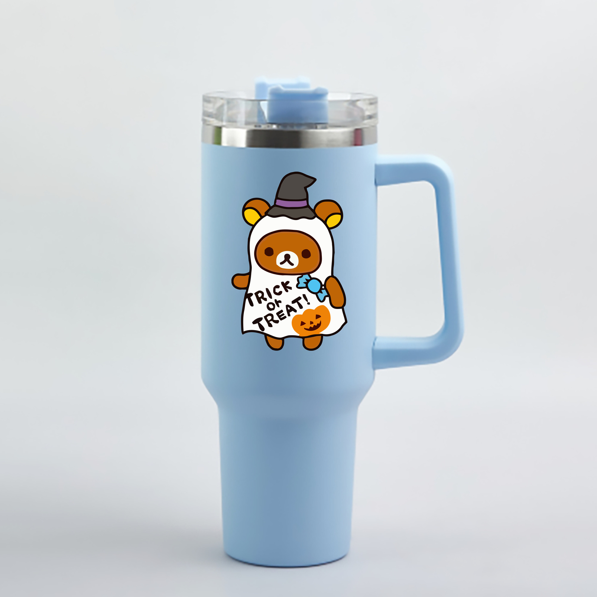 （画像用） リラックマ リラックマ キイロイトリ Rilakkuma Korilakkuma Kiiroitori 1200mL車用タンブラー - クリスタルステッカー（プラスチックストロー付き）