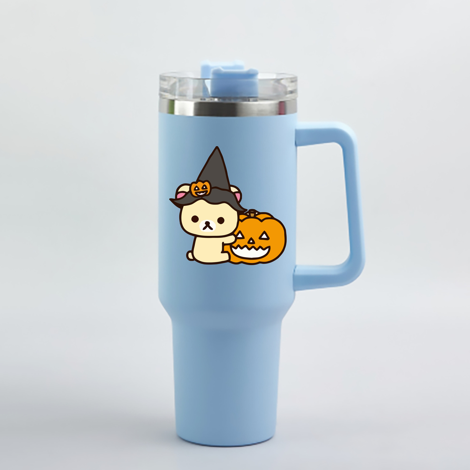 （画像用） リラックマ リラックマ キイロイトリ Rilakkuma Korilakkuma Kiiroitori 1200mL車用タンブラー - クリスタルステッカー（プラスチックストロー付き）