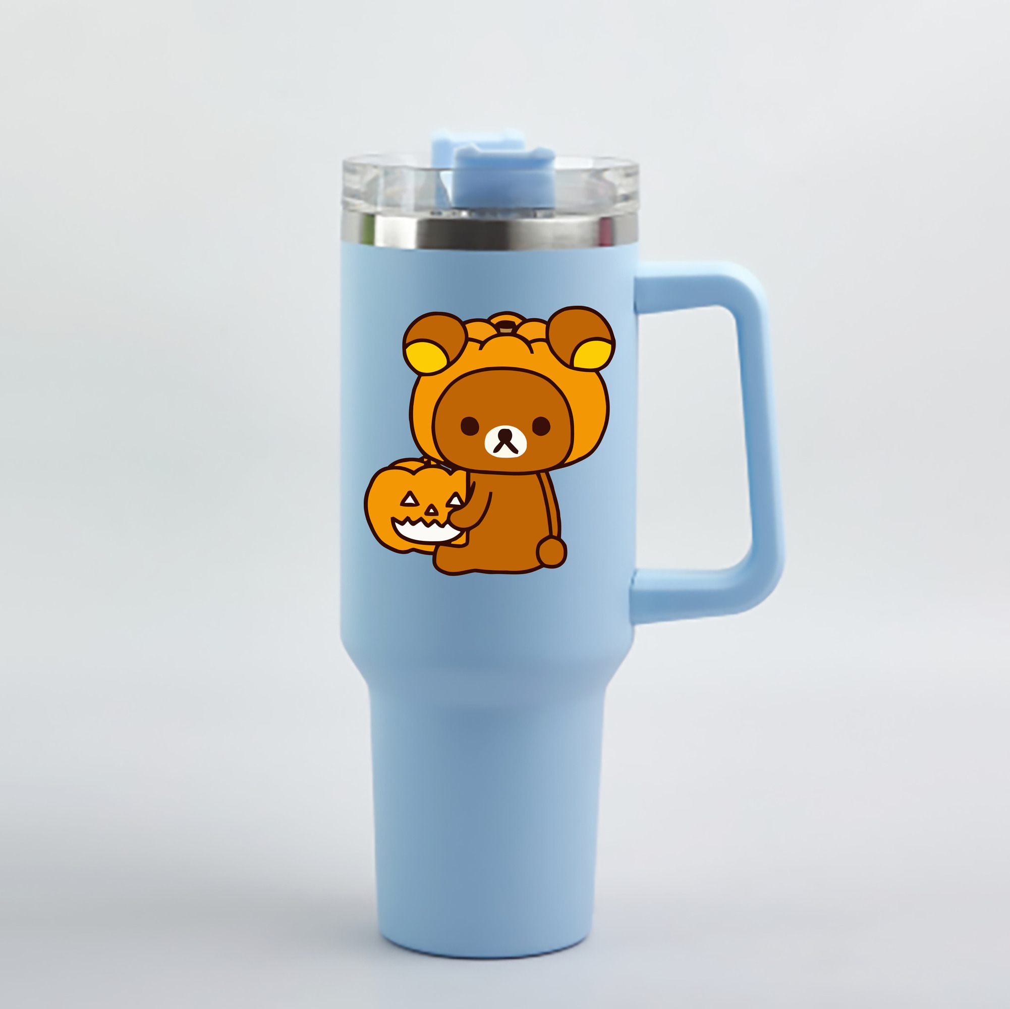 （画像用） リラックマ リラックマ キイロイトリ Rilakkuma Korilakkuma Kiiroitori 1200mL車用タンブラー - クリスタルステッカー（プラスチックストロー付き）