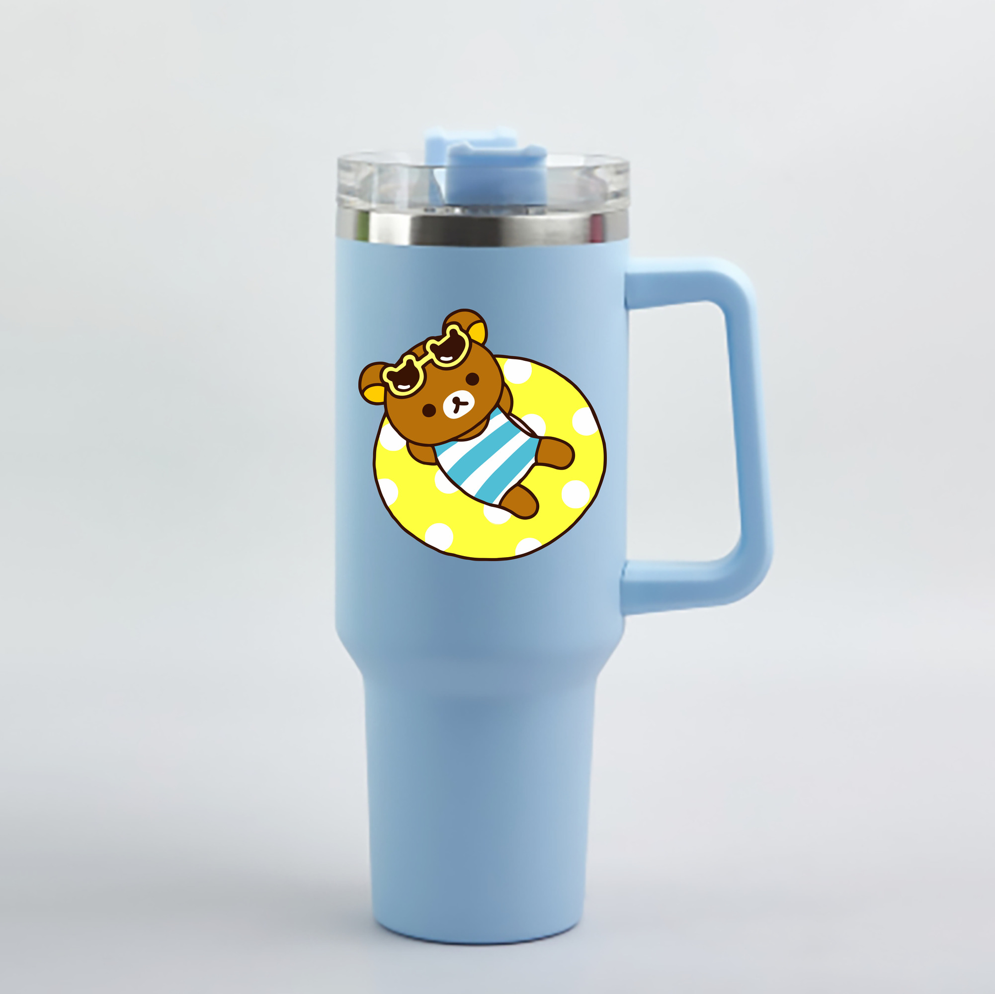 （画像用） リラックマ リラックマ キイロイトリ Rilakkuma Korilakkuma Kiiroitori 1200mL車用タンブラー - クリスタルステッカー（プラスチックストロー付き）