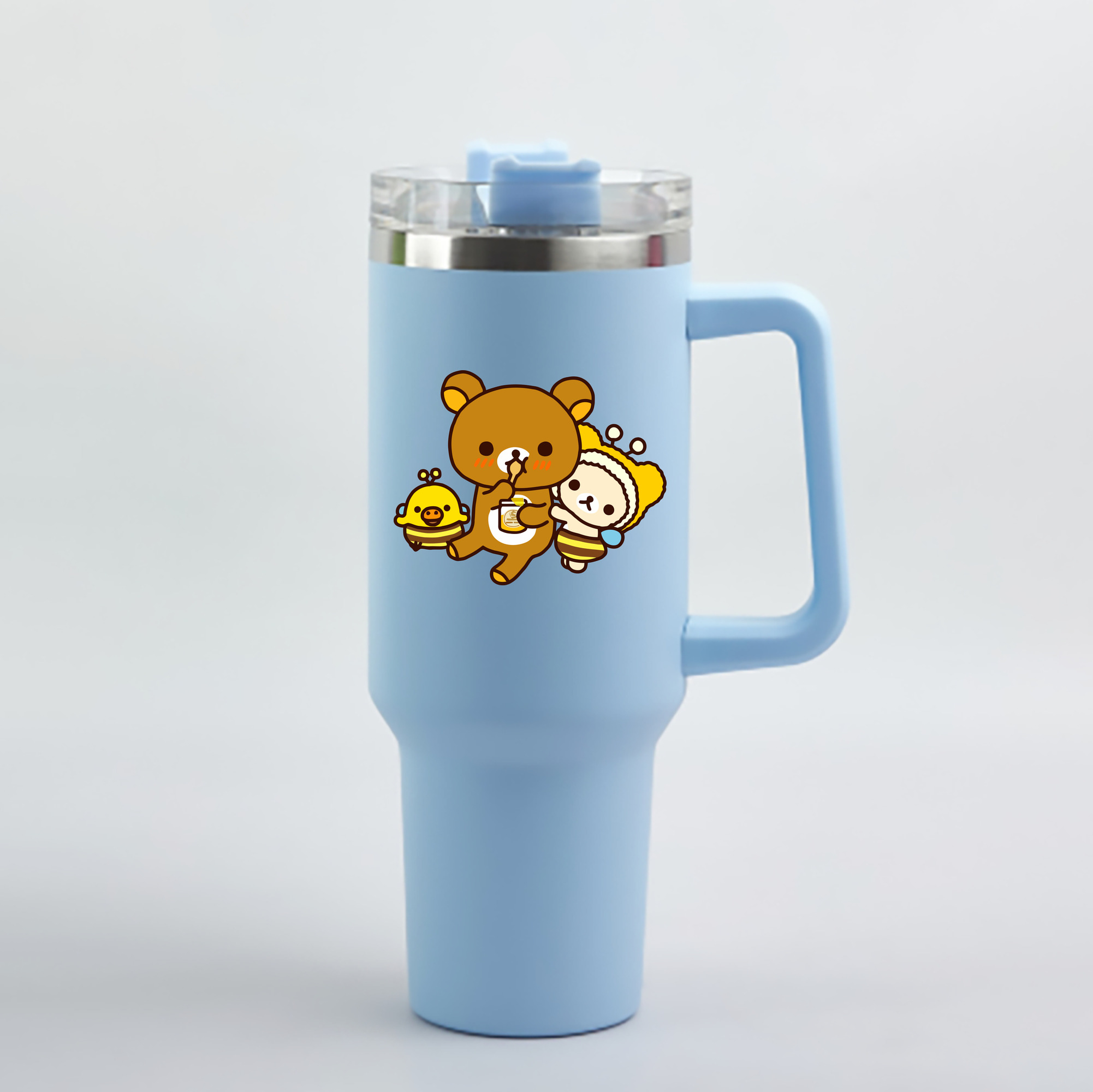 （画像用） リラックマ リラックマ キイロイトリ Rilakkuma Korilakkuma Kiiroitori 1200mL車用タンブラー - クリスタルステッカー（プラスチックストロー付き）