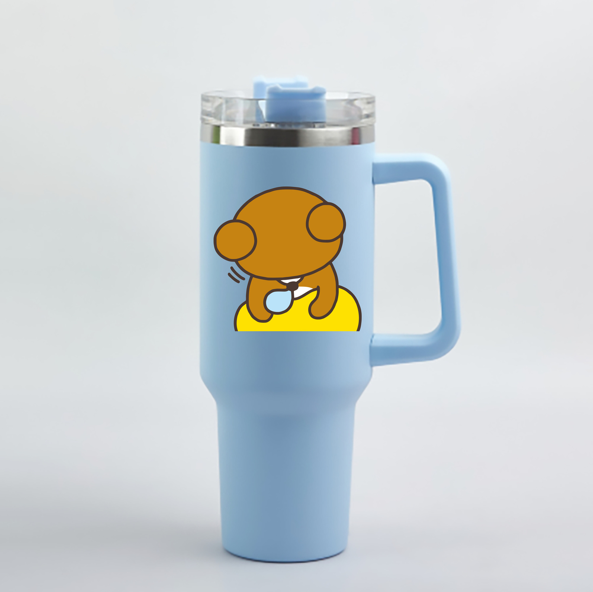 （画像用） リラックマ リラックマ キイロイトリ Rilakkuma Korilakkuma Kiiroitori 1200mL車用タンブラー - クリスタルステッカー（プラスチックストロー付き）