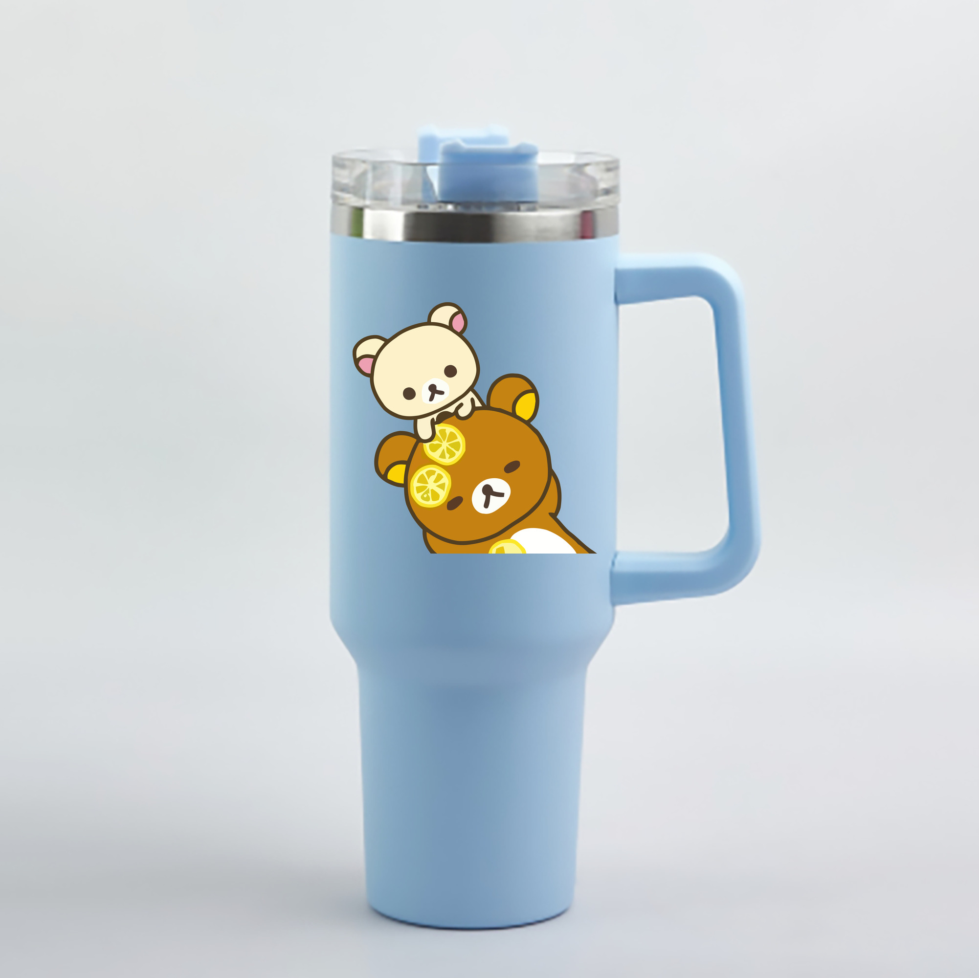 （画像用） リラックマ リラックマ キイロイトリ Rilakkuma Korilakkuma Kiiroitori 1200mL車用タンブラー - クリスタルステッカー（プラスチックストロー付き）