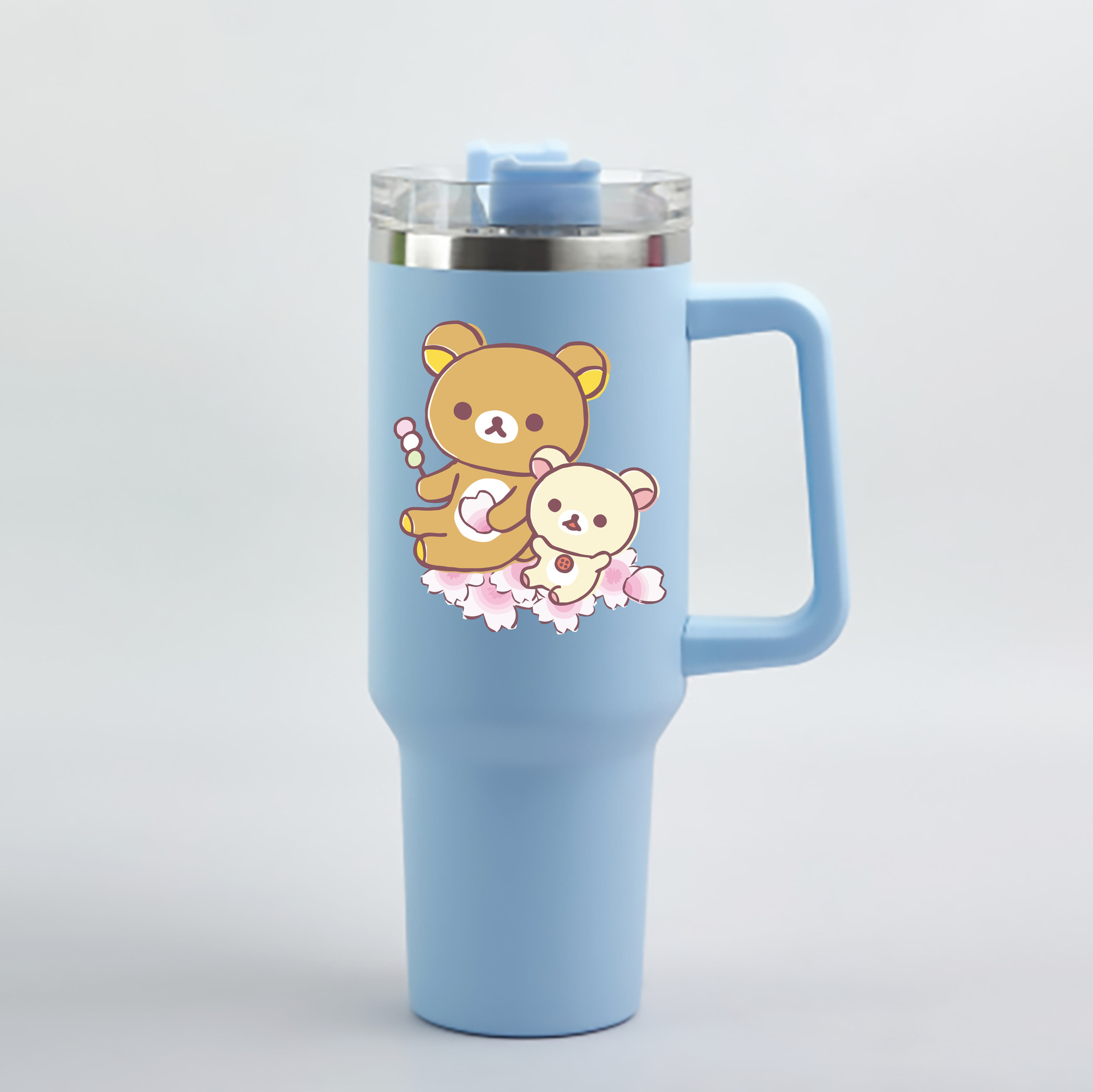 （画像用） リラックマ リラックマ キイロイトリ Rilakkuma Korilakkuma Kiiroitori 1200mL車用タンブラー - クリスタルステッカー（プラスチックストロー付き）