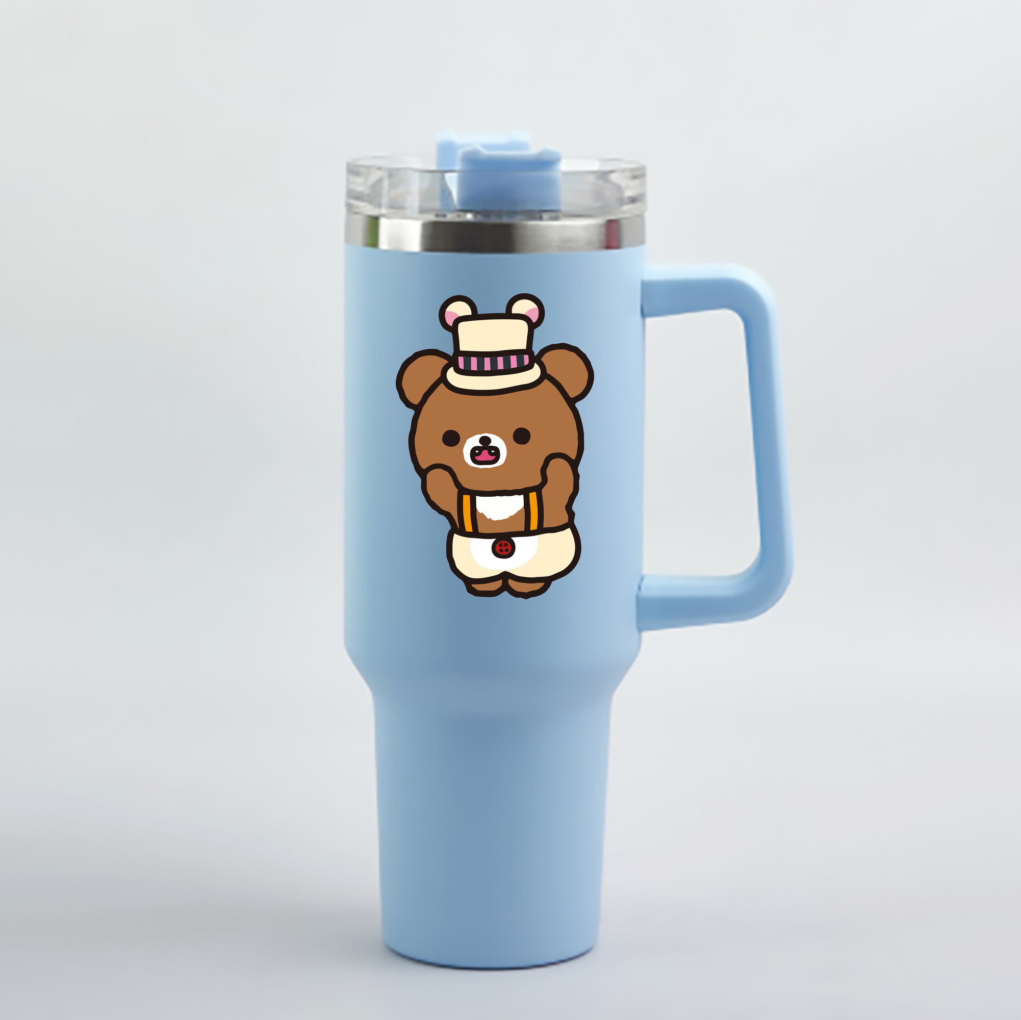 （画像用） リラックマ リラックマ キイロイトリ Rilakkuma Korilakkuma Kiiroitori 1200mL車用タンブラー - クリスタルステッカー（プラスチックストロー付き）