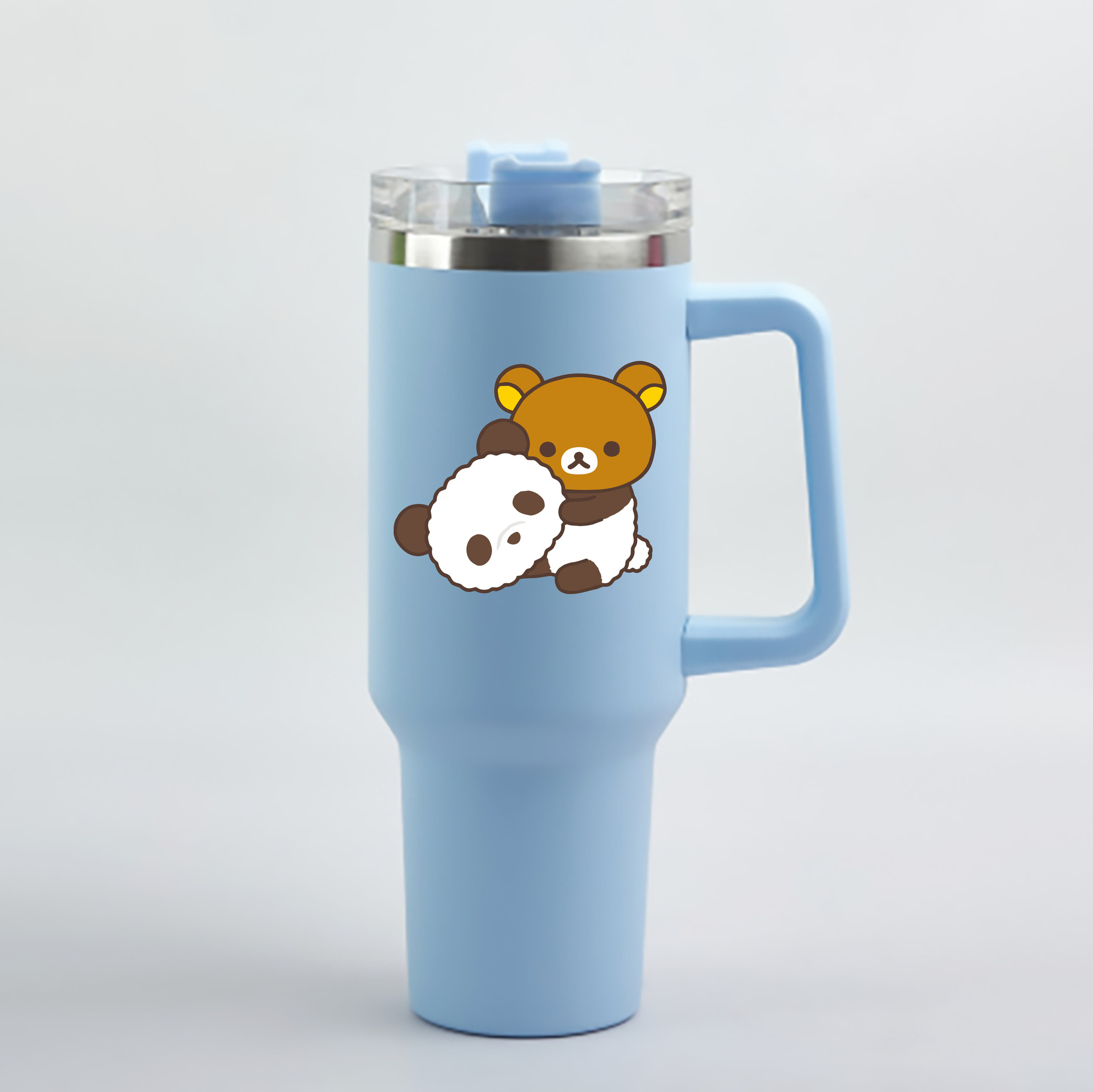 （画像用） リラックマ リラックマ キイロイトリ Rilakkuma Korilakkuma Kiiroitori 1200mL車用タンブラー - クリスタルステッカー（プラスチックストロー付き）