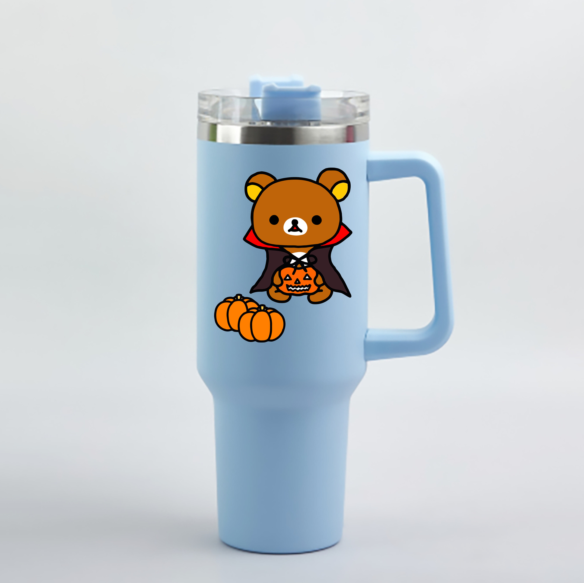 （画像用） リラックマ リラックマ キイロイトリ Rilakkuma Korilakkuma Kiiroitori 1200mL車用タンブラー - クリスタルステッカー（プラスチックストロー付き）