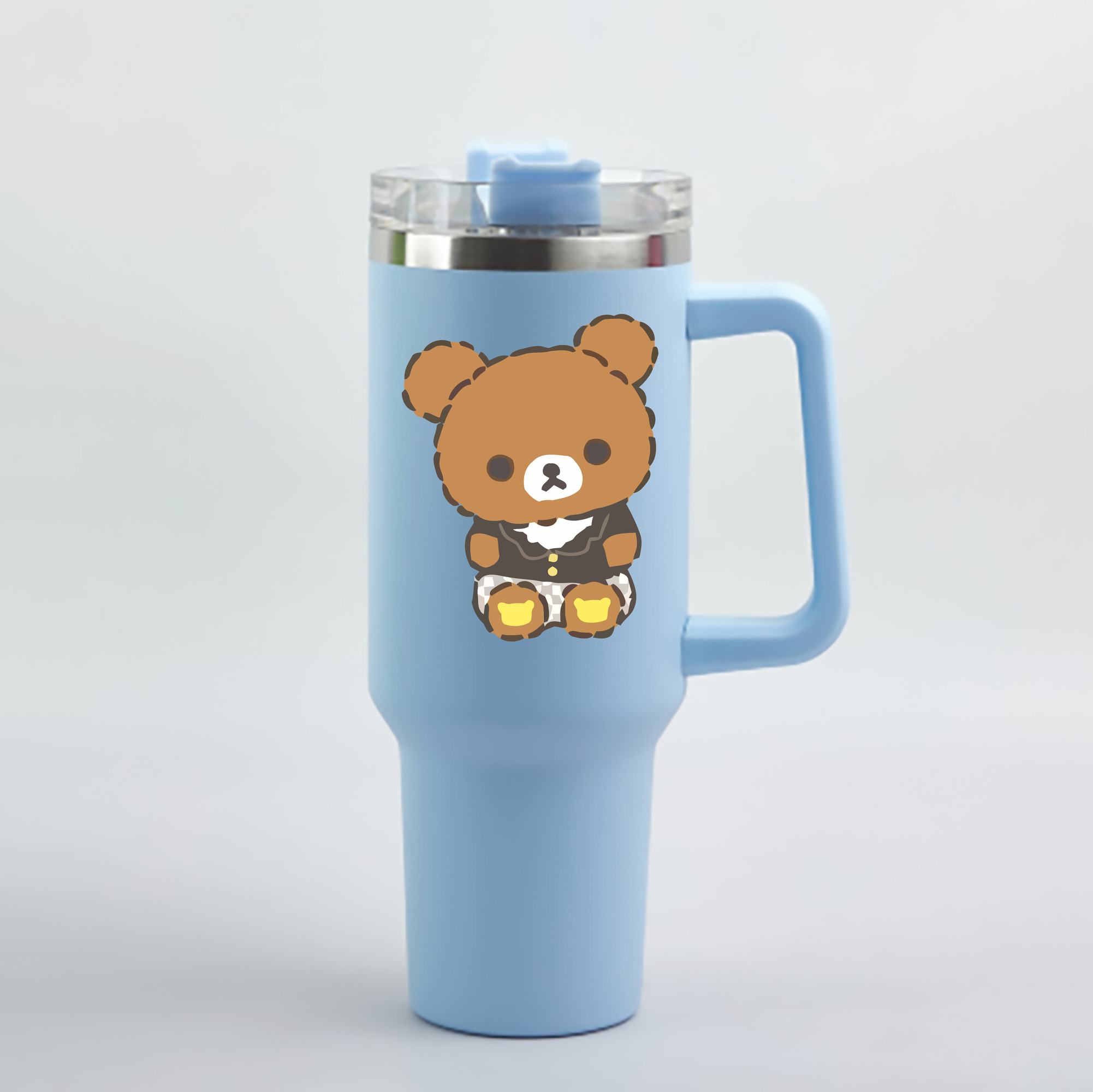 （画像用） リラックマ リラックマ キイロイトリ Rilakkuma Korilakkuma Kiiroitori 1200mL車用タンブラー - クリスタルステッカー（プラスチックストロー付き）