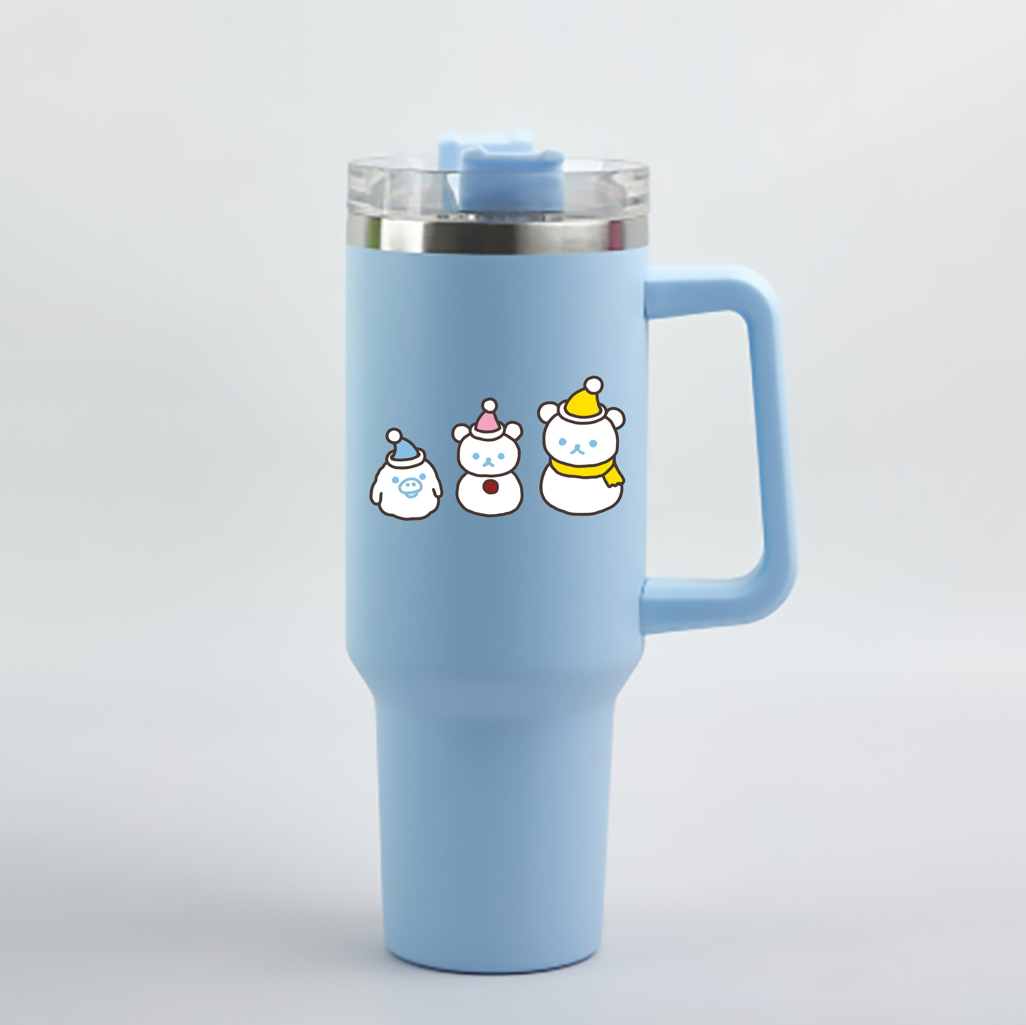 （画像用） リラックマ リラックマ キイロイトリ Rilakkuma Korilakkuma Kiiroitori 1200mL車用タンブラー - クリスタルステッカー（プラスチックストロー付き）