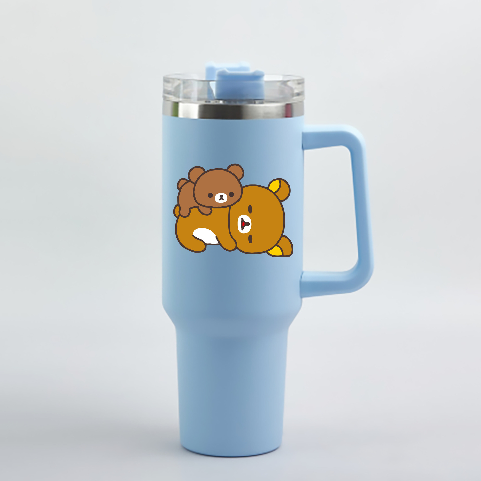 （画像用） リラックマ リラックマ キイロイトリ Rilakkuma Korilakkuma Kiiroitori 1200mL車用タンブラー - クリスタルステッカー（プラスチックストロー付き）