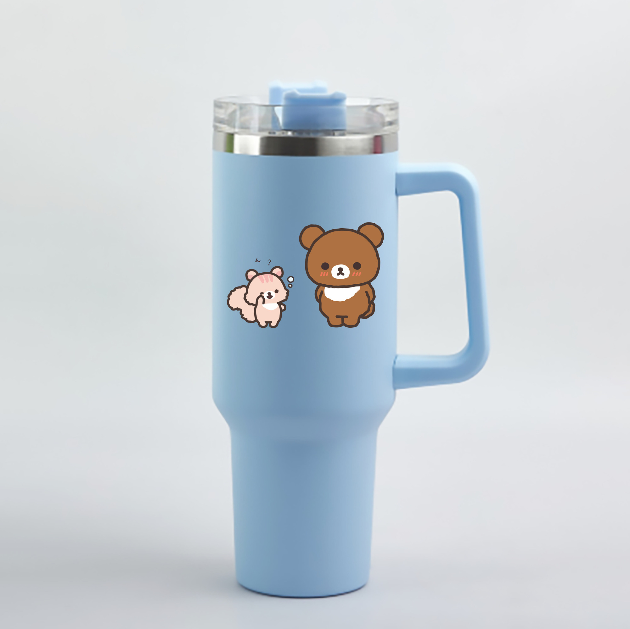 （画像用） リラックマ リラックマ キイロイトリ Rilakkuma Korilakkuma Kiiroitori 1200mL車用タンブラー - クリスタルステッカー（プラスチックストロー付き）