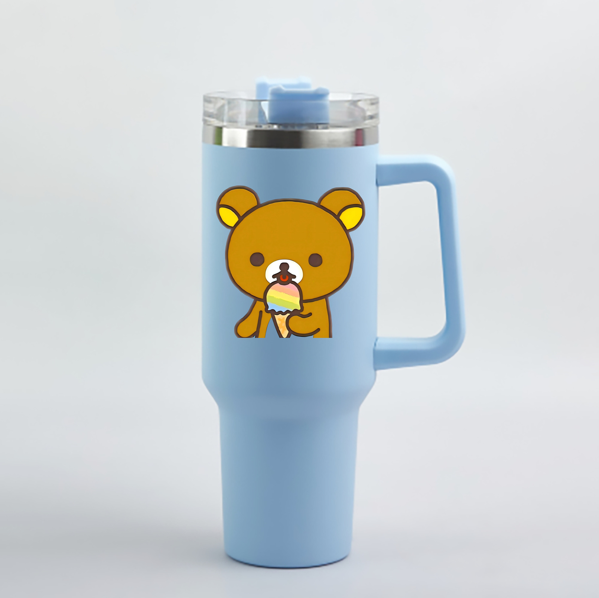 （画像用） リラックマ リラックマ キイロイトリ Rilakkuma Korilakkuma Kiiroitori 1200mL車用タンブラー - クリスタルステッカー（プラスチックストロー付き）