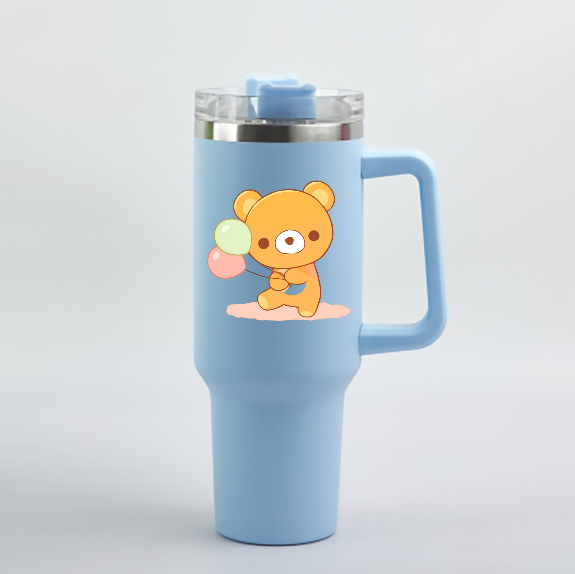 （画像用） リラックマ リラックマ キイロイトリ Rilakkuma Korilakkuma Kiiroitori 1200mL車用タンブラー - クリスタルステッカー（プラスチックストロー付き）