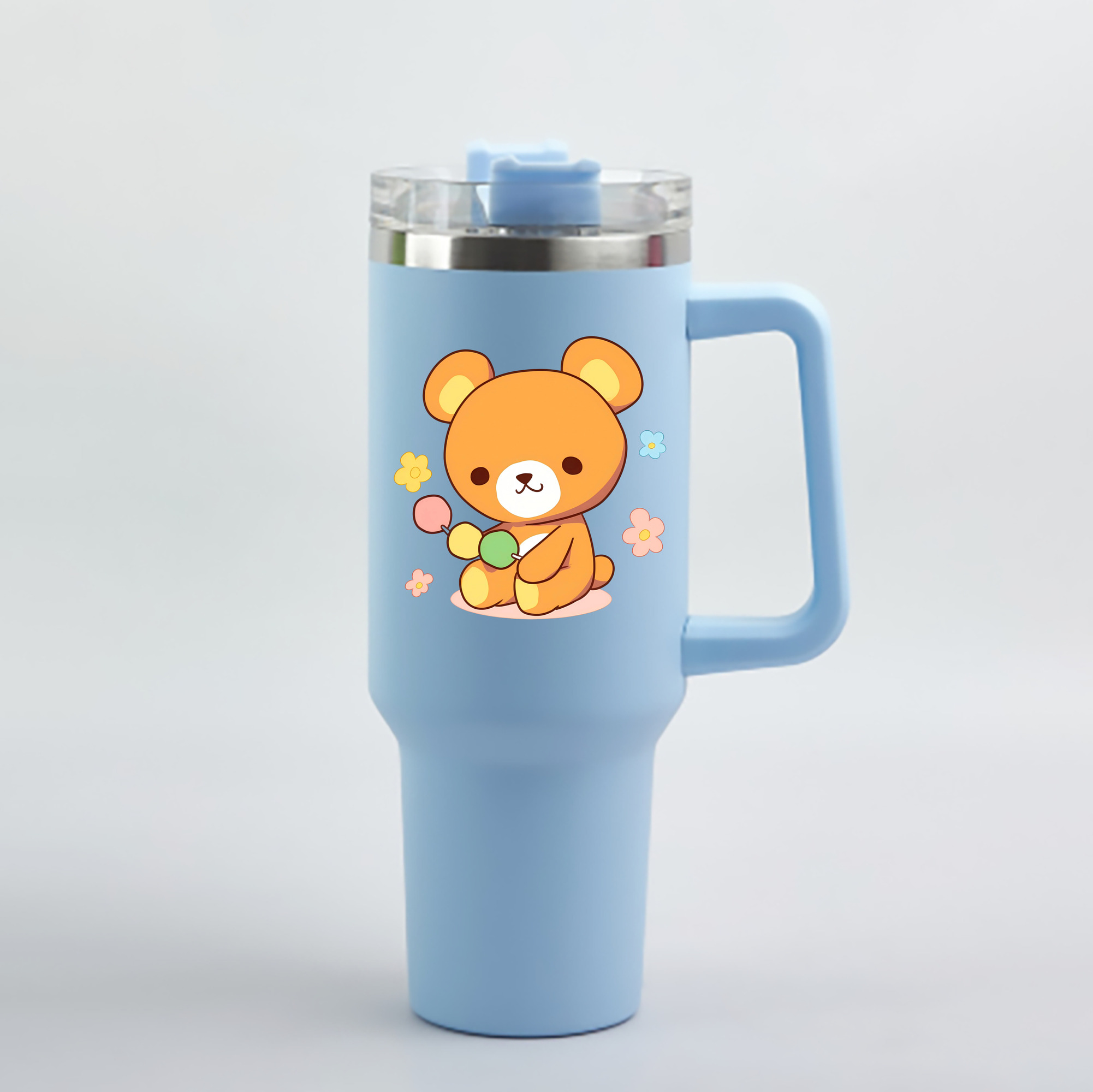 （画像用） リラックマ リラックマ キイロイトリ Rilakkuma Korilakkuma Kiiroitori 1200mL車用タンブラー - クリスタルステッカー（プラスチックストロー付き）