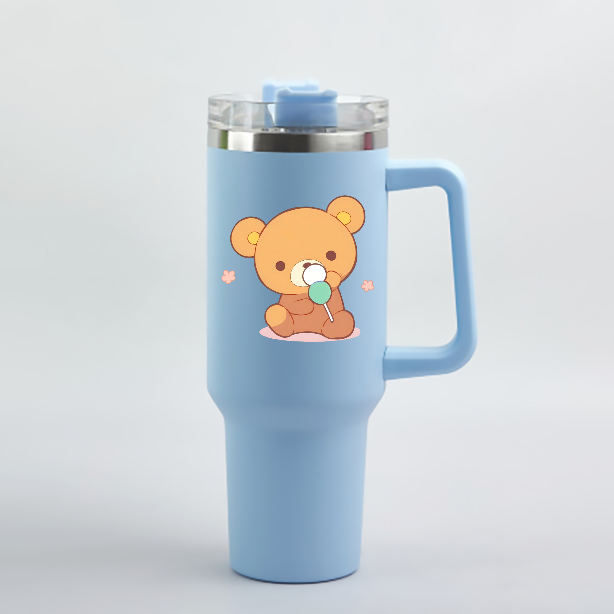 （画像用） リラックマ リラックマ キイロイトリ Rilakkuma Korilakkuma Kiiroitori 1200mL車用タンブラー - クリスタルステッカー（プラスチックストロー付き）
