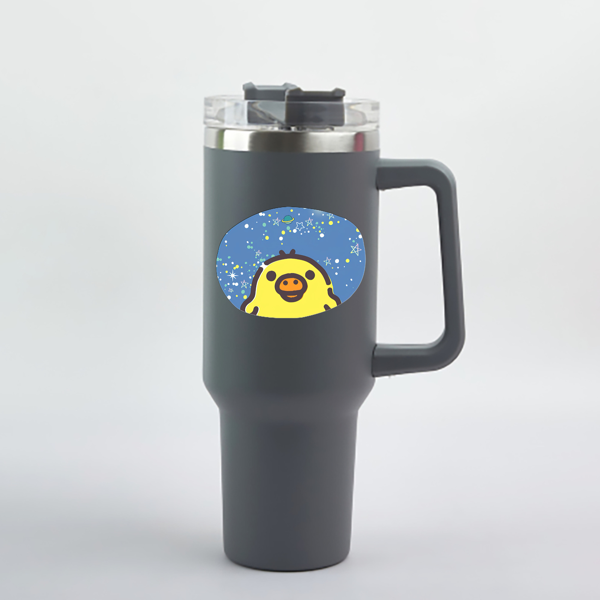 （画像用） リラックマ リラックマ キイロイトリ Rilakkuma Korilakkuma Kiiroitori 1200mL車用タンブラー - クリスタルステッカー（プラスチックストロー付き）