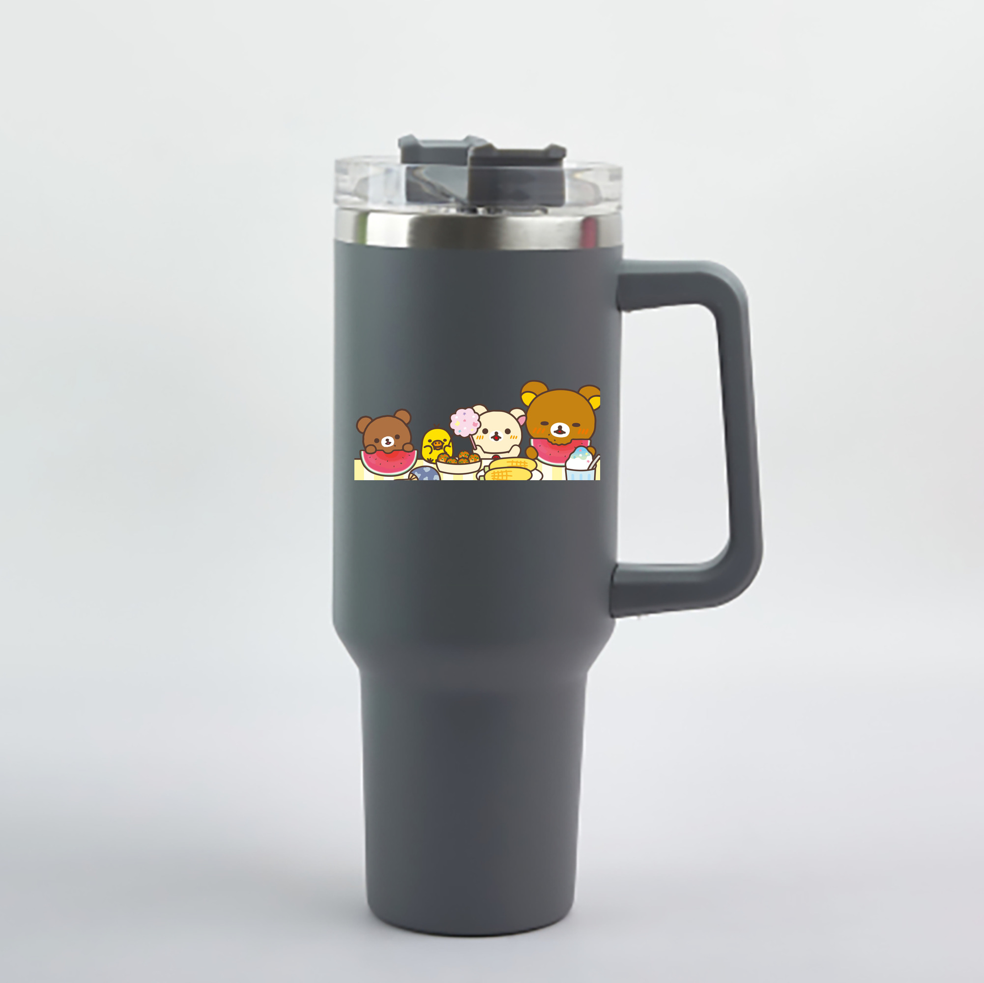 （画像用） リラックマ リラックマ キイロイトリ Rilakkuma Korilakkuma Kiiroitori 1200mL車用タンブラー - クリスタルステッカー（プラスチックストロー付き）