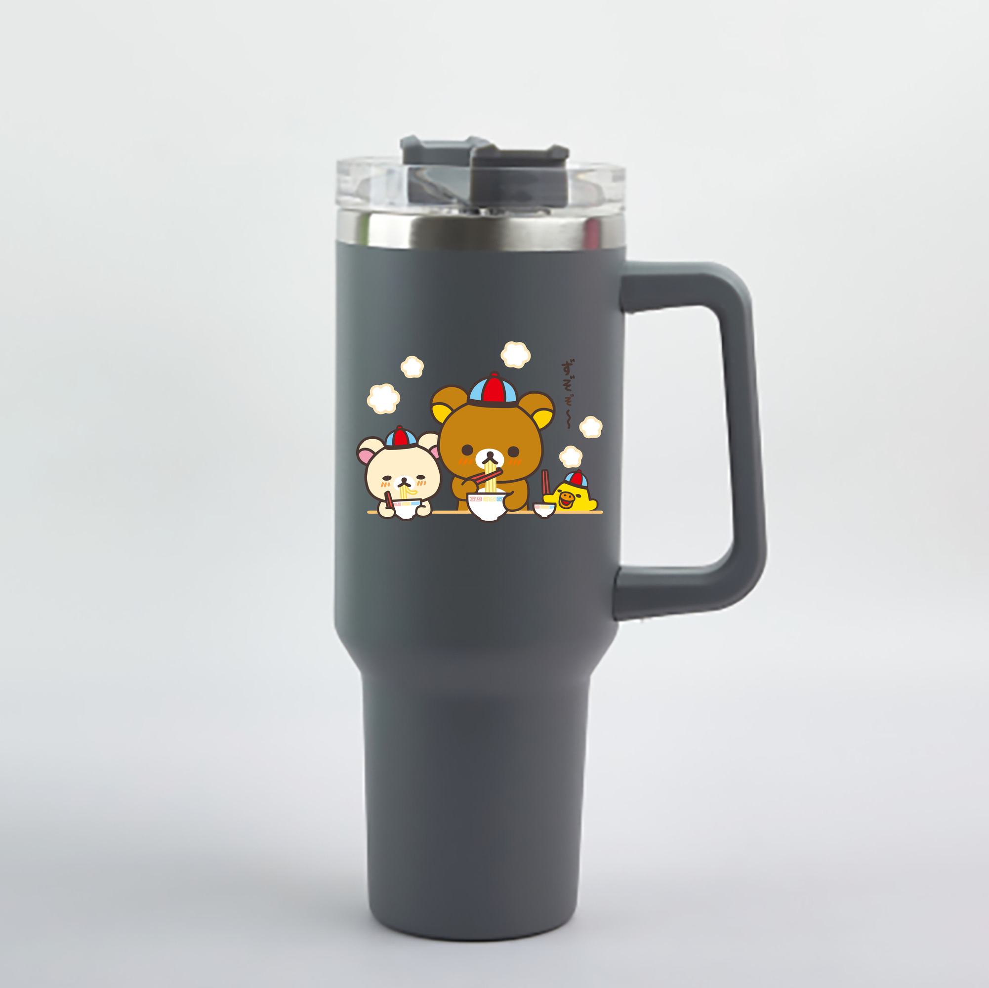 （画像用） リラックマ リラックマ キイロイトリ Rilakkuma Korilakkuma Kiiroitori 1200mL車用タンブラー - クリスタルステッカー（プラスチックストロー付き）