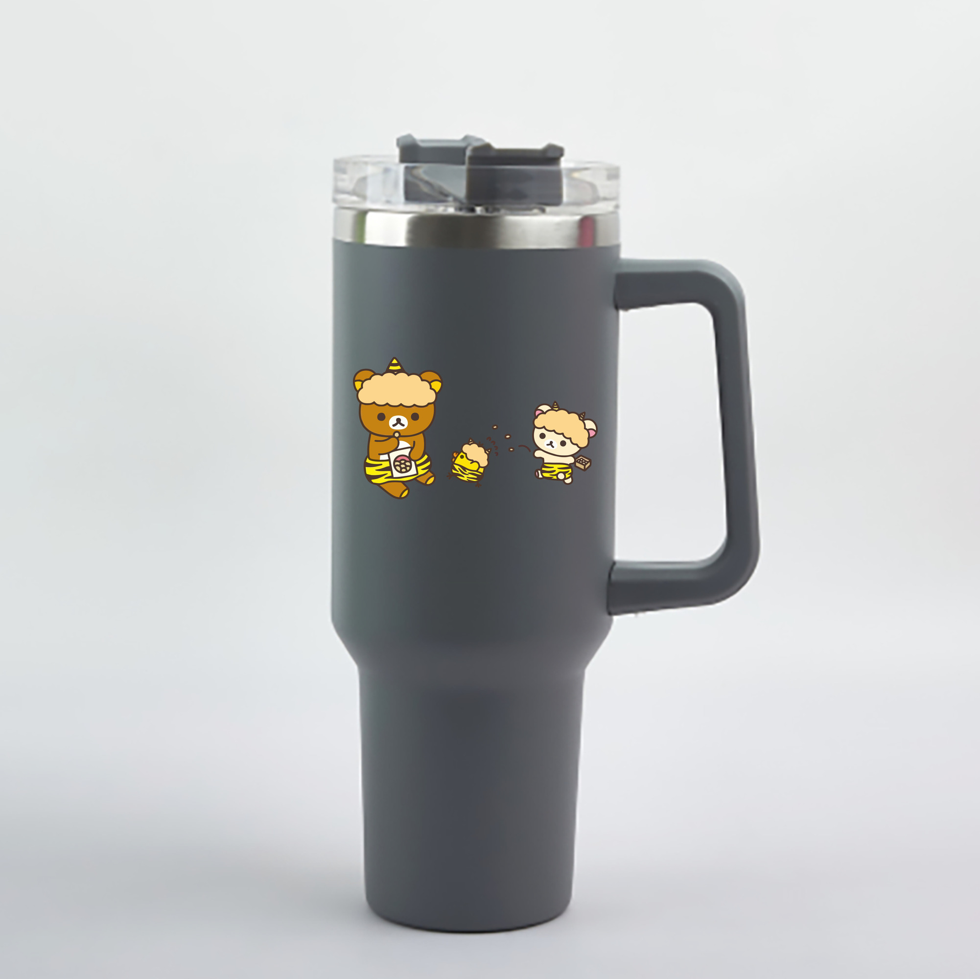 （画像用） リラックマ リラックマ キイロイトリ Rilakkuma Korilakkuma Kiiroitori 1200mL車用タンブラー - クリスタルステッカー（プラスチックストロー付き）