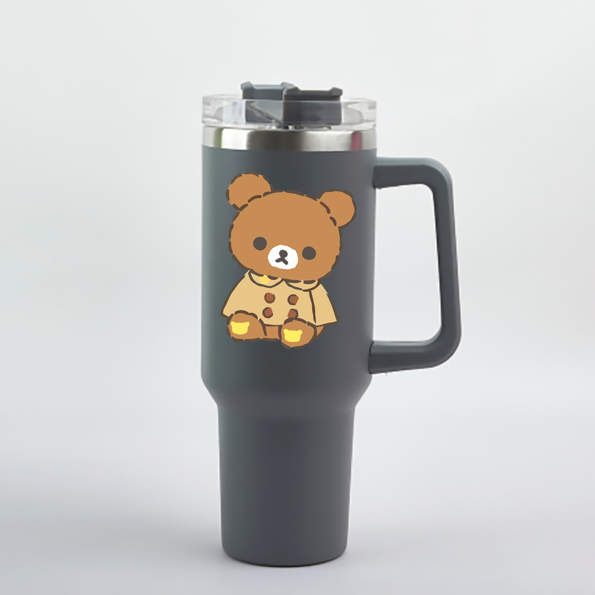 （画像用） リラックマ リラックマ キイロイトリ Rilakkuma Korilakkuma Kiiroitori 1200mL車用タンブラー - クリスタルステッカー（プラスチックストロー付き）