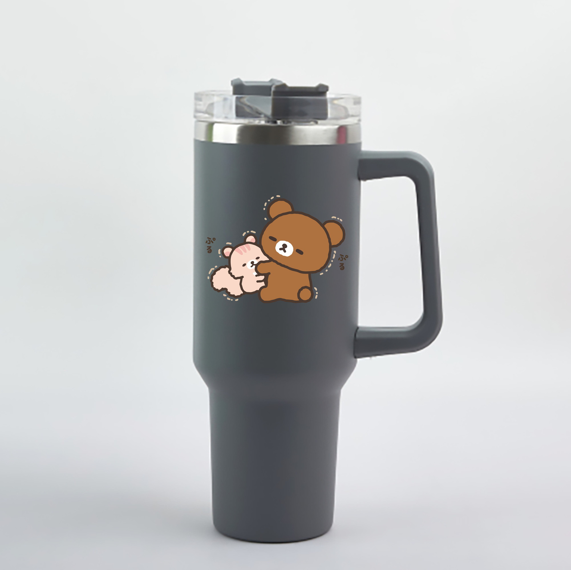 （画像用） リラックマ リラックマ キイロイトリ Rilakkuma Korilakkuma Kiiroitori 1200mL車用タンブラー - クリスタルステッカー（プラスチックストロー付き）