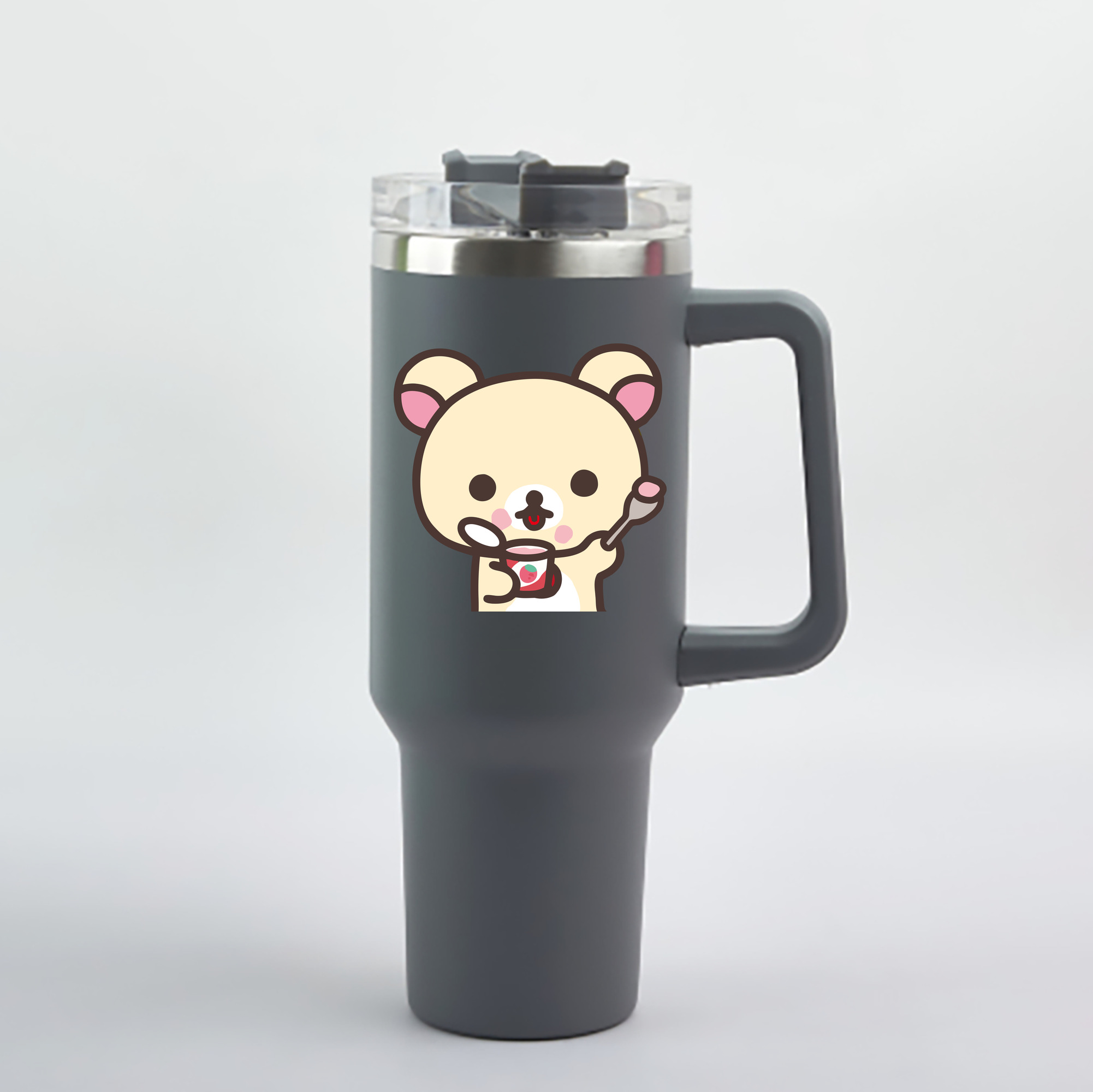 （画像用） リラックマ リラックマ キイロイトリ Rilakkuma Korilakkuma Kiiroitori 1200mL車用タンブラー - クリスタルステッカー（プラスチックストロー付き）