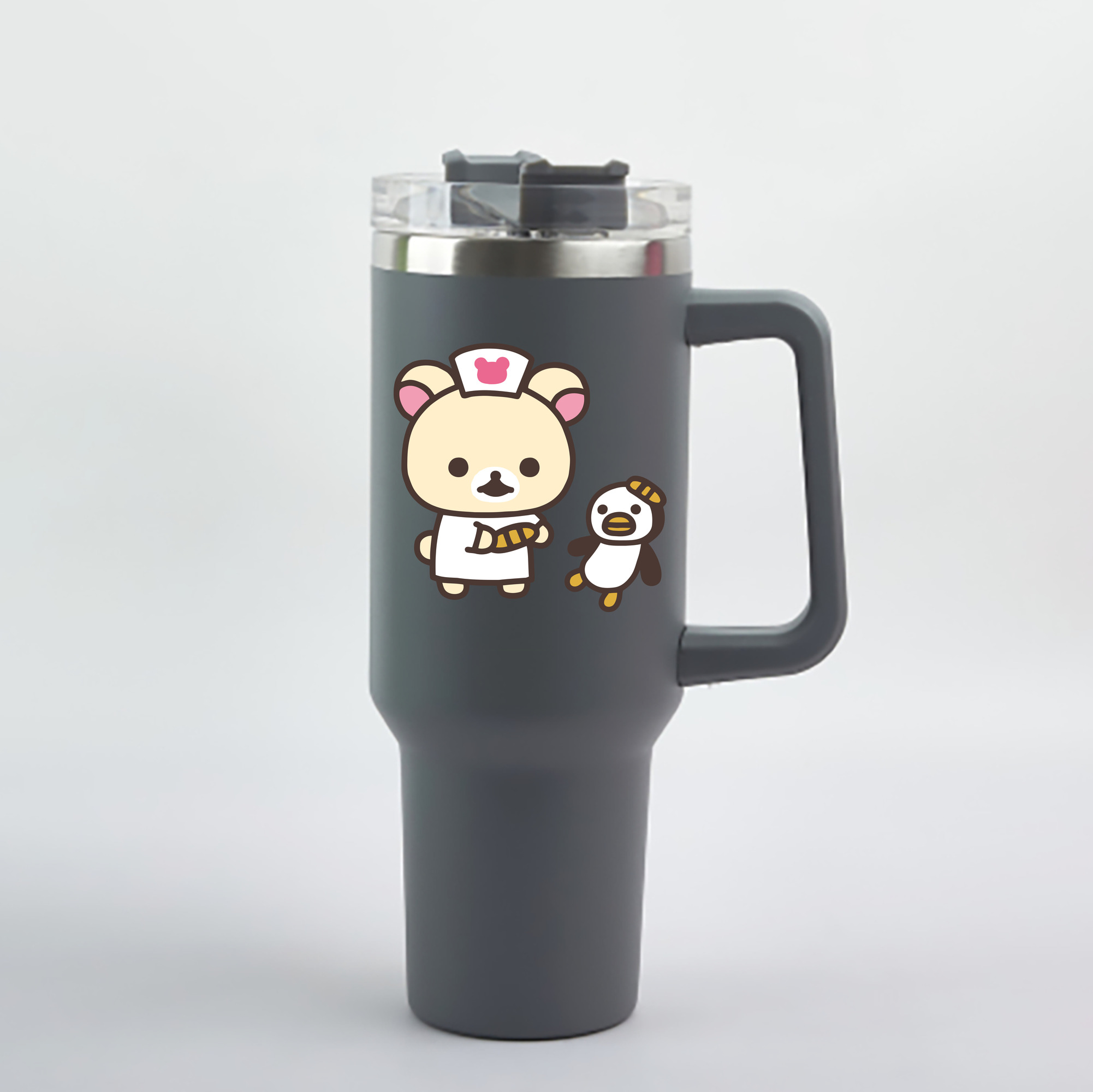 リラックマ リラックマ キイロイトリ Rilakkuma Korilakkuma Kiiroitori 1200mL車用タンブラー - クリスタルステッカー（プラスチックストロー付き）