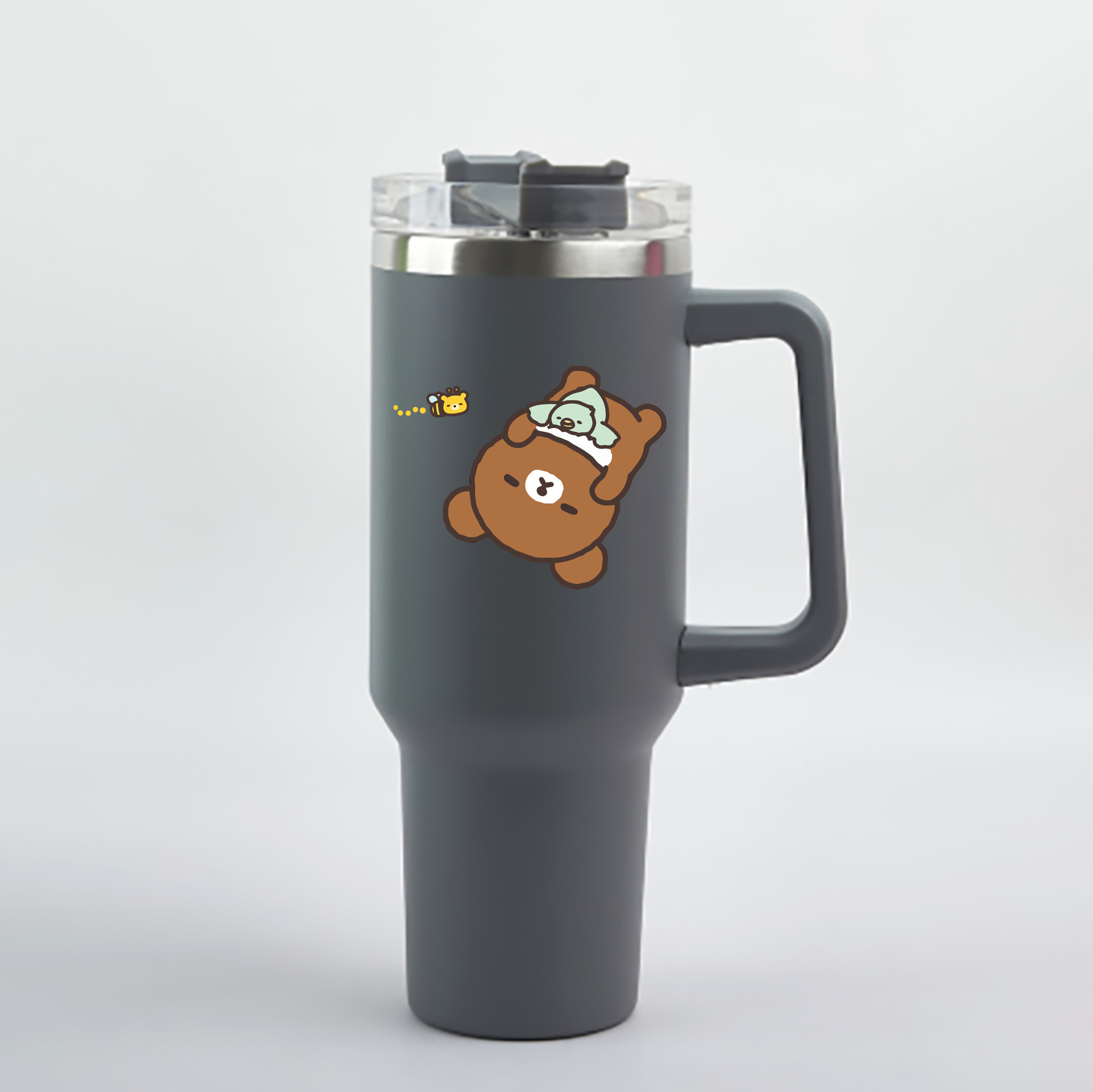 （画像用） リラックマ リラックマ キイロイトリ Rilakkuma Korilakkuma Kiiroitori 1200mL車用タンブラー - クリスタルステッカー（プラスチックストロー付き）