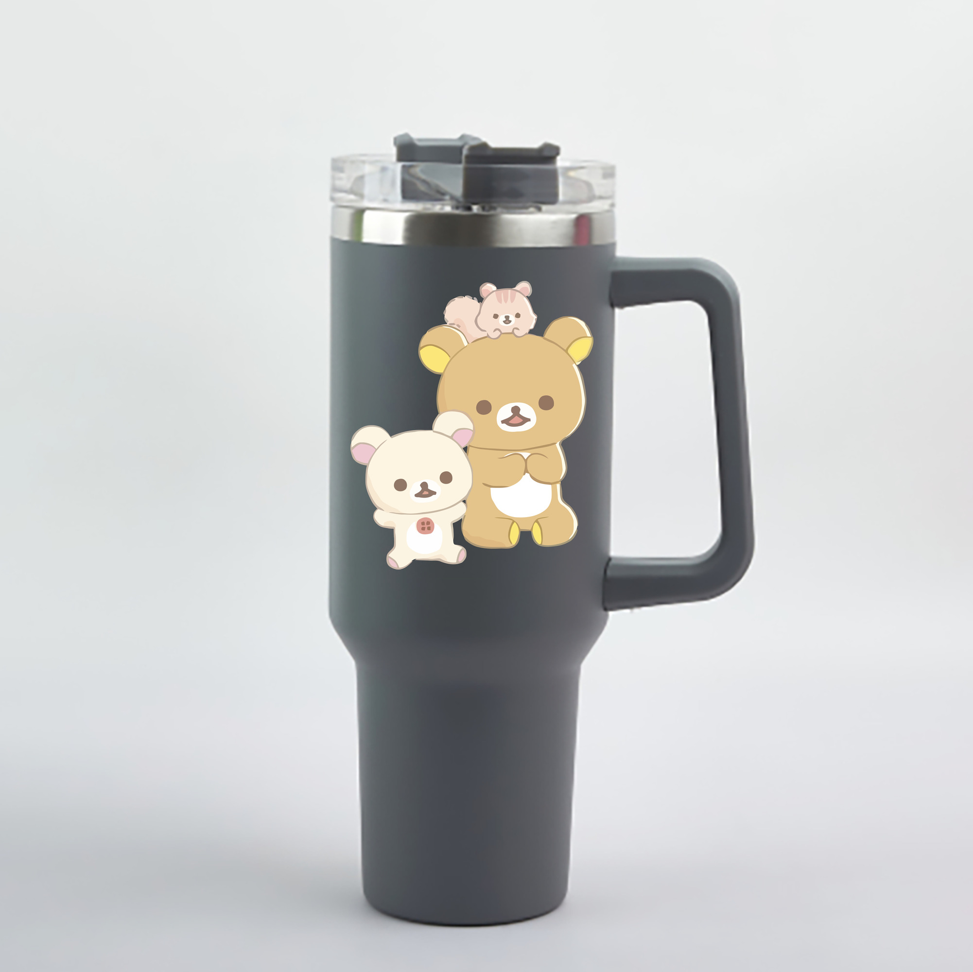 （画像用） リラックマ リラックマ キイロイトリ Rilakkuma Korilakkuma Kiiroitori 1200mL車用タンブラー - クリスタルステッカー（プラスチックストロー付き）