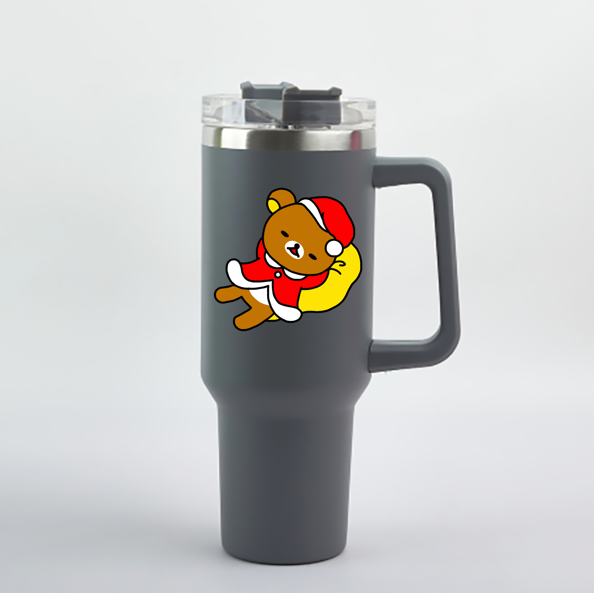 （画像用） リラックマ リラックマ キイロイトリ Rilakkuma Korilakkuma Kiiroitori 1200mL車用タンブラー - クリスタルステッカー（プラスチックストロー付き）
