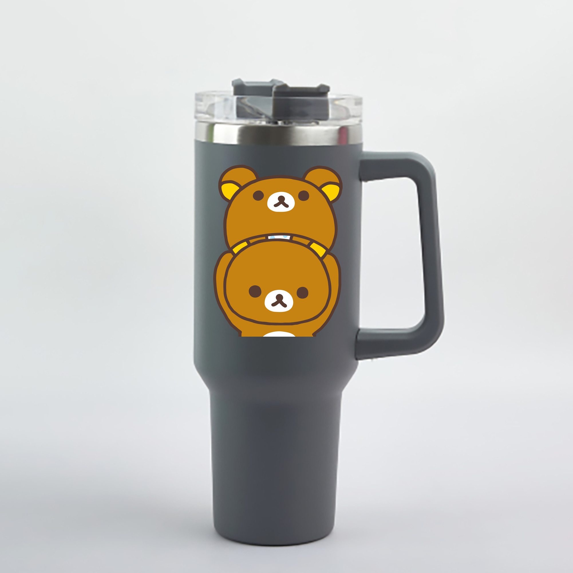 （画像用） リラックマ リラックマ キイロイトリ Rilakkuma Korilakkuma Kiiroitori 1200mL車用タンブラー - クリスタルステッカー（プラスチックストロー付き）