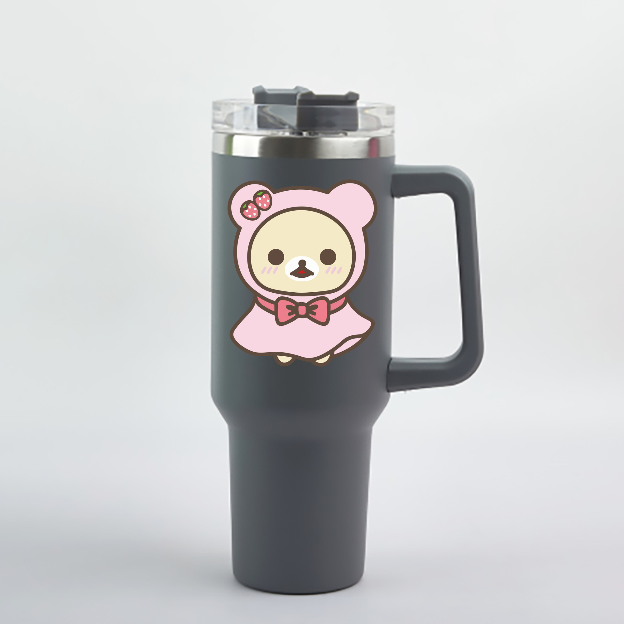 （画像用） リラックマ リラックマ キイロイトリ Rilakkuma Korilakkuma Kiiroitori 1200mL車用タンブラー - クリスタルステッカー（プラスチックストロー付き）