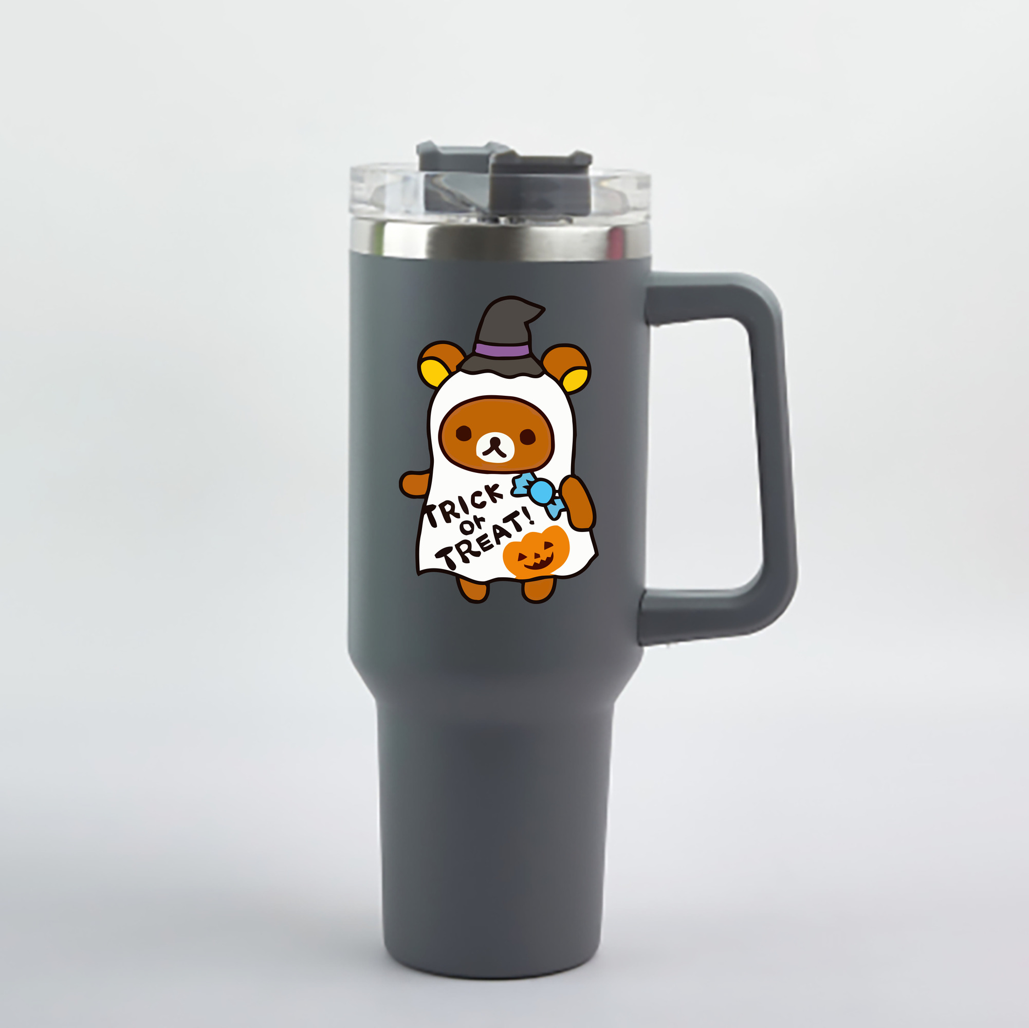 （画像用） リラックマ リラックマ キイロイトリ Rilakkuma Korilakkuma Kiiroitori 1200mL車用タンブラー - クリスタルステッカー（プラスチックストロー付き）