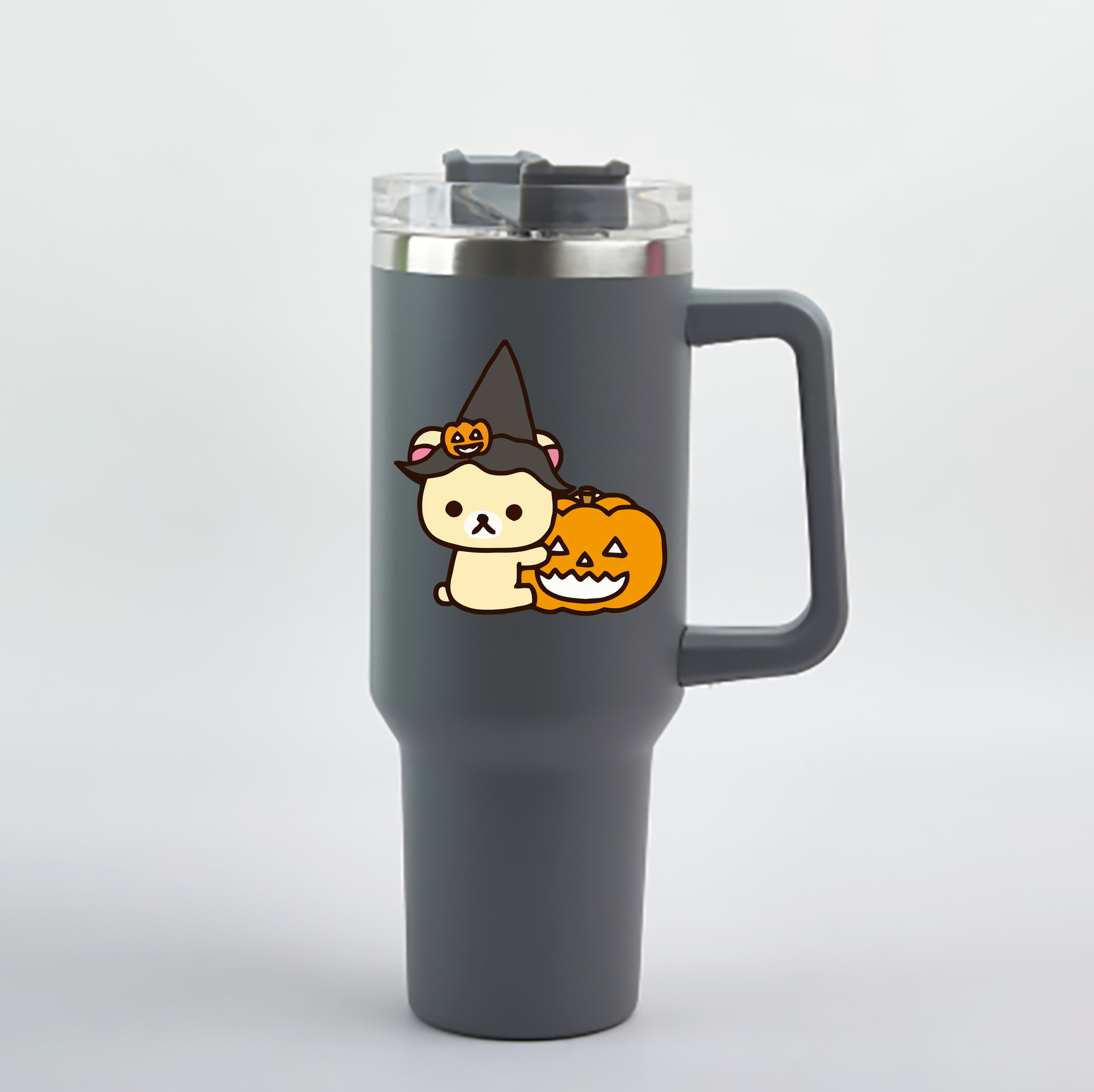 （画像用） リラックマ リラックマ キイロイトリ Rilakkuma Korilakkuma Kiiroitori 1200mL車用タンブラー - クリスタルステッカー（プラスチックストロー付き）
