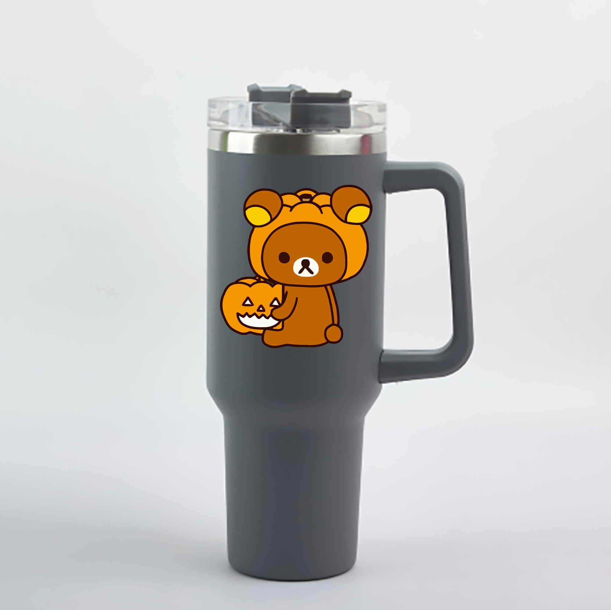 （画像用） リラックマ リラックマ キイロイトリ Rilakkuma Korilakkuma Kiiroitori 1200mL車用タンブラー - クリスタルステッカー（プラスチックストロー付き）