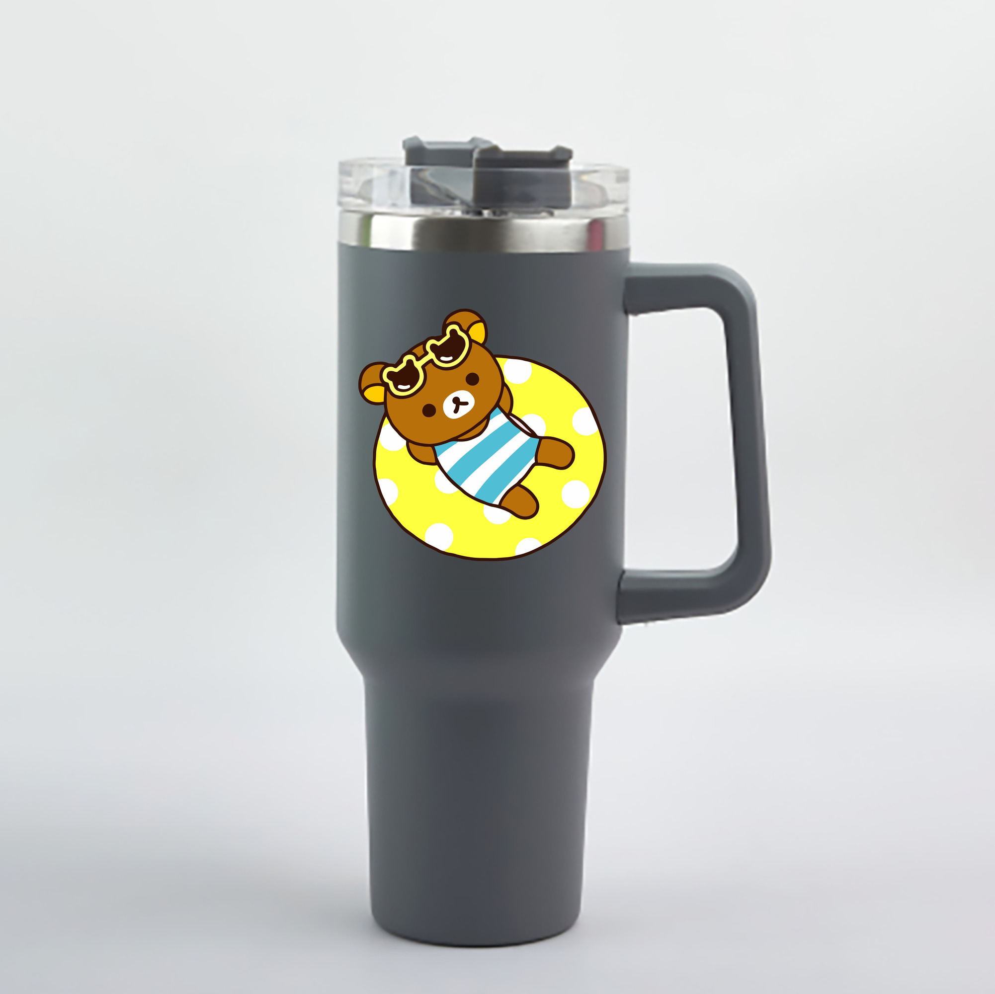 （画像用） リラックマ リラックマ キイロイトリ Rilakkuma Korilakkuma Kiiroitori 1200mL車用タンブラー - クリスタルステッカー（プラスチックストロー付き）