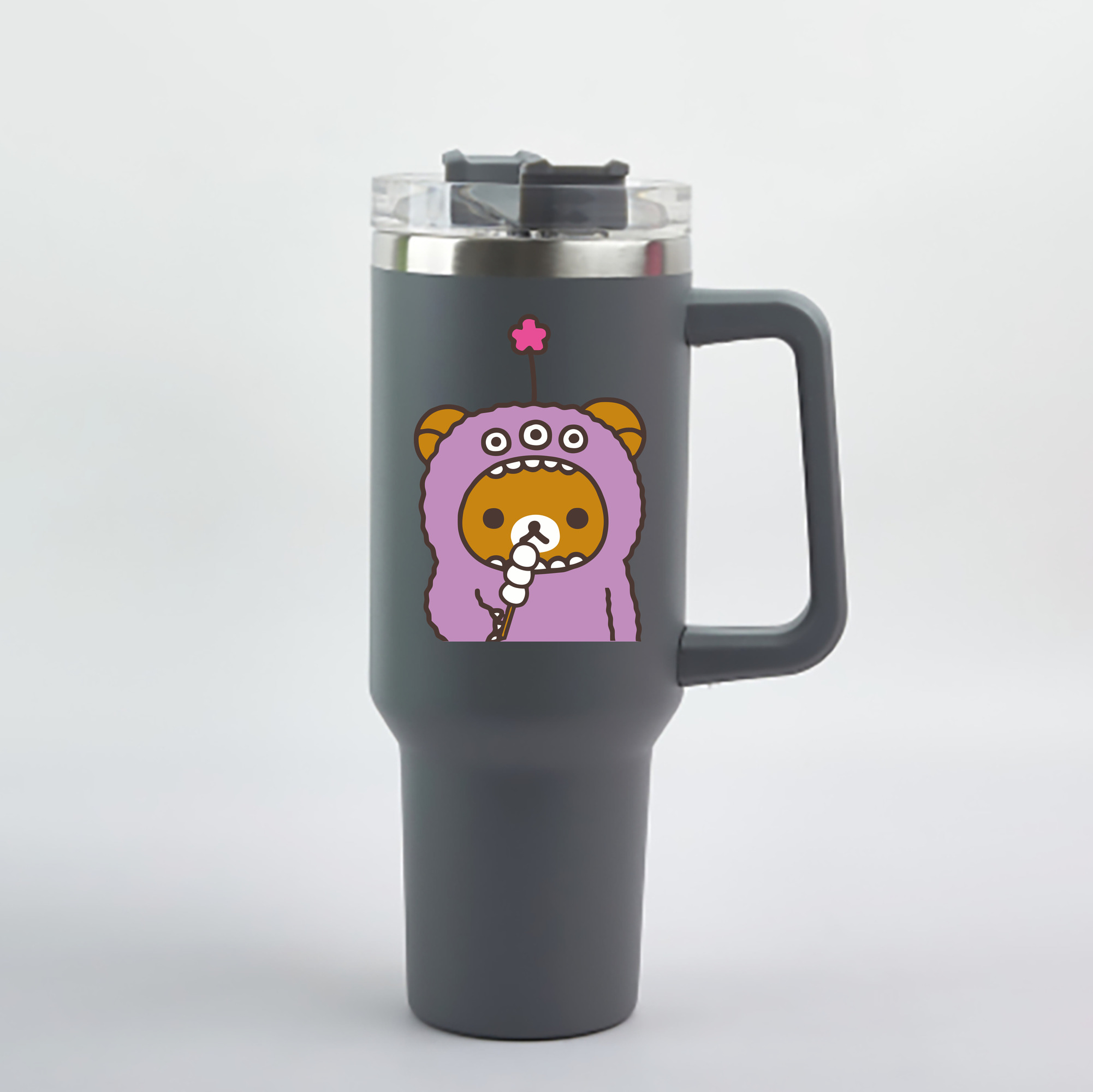 （画像用） リラックマ リラックマ キイロイトリ Rilakkuma Korilakkuma Kiiroitori 1200mL車用タンブラー - クリスタルステッカー（プラスチックストロー付き）