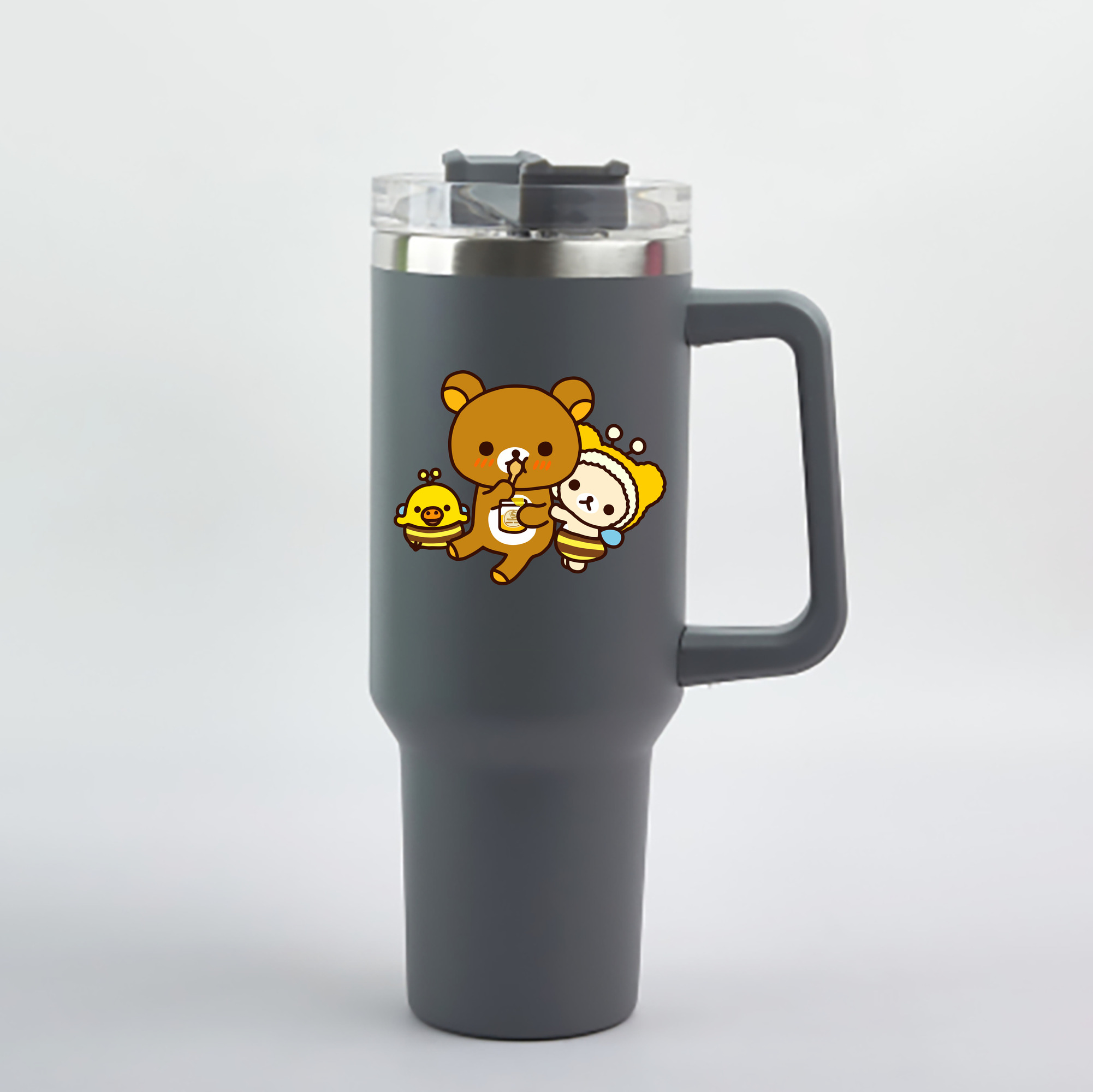 （画像用） リラックマ リラックマ キイロイトリ Rilakkuma Korilakkuma Kiiroitori 1200mL車用タンブラー - クリスタルステッカー（プラスチックストロー付き）