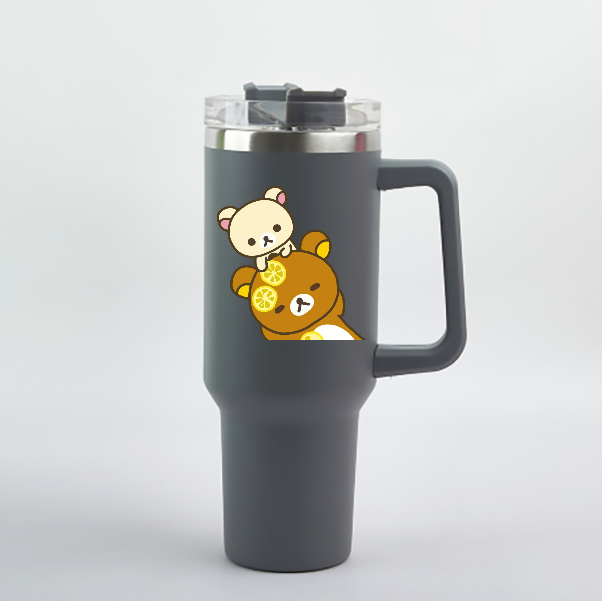 （画像用） リラックマ リラックマ キイロイトリ Rilakkuma Korilakkuma Kiiroitori 1200mL車用タンブラー - クリスタルステッカー（プラスチックストロー付き）