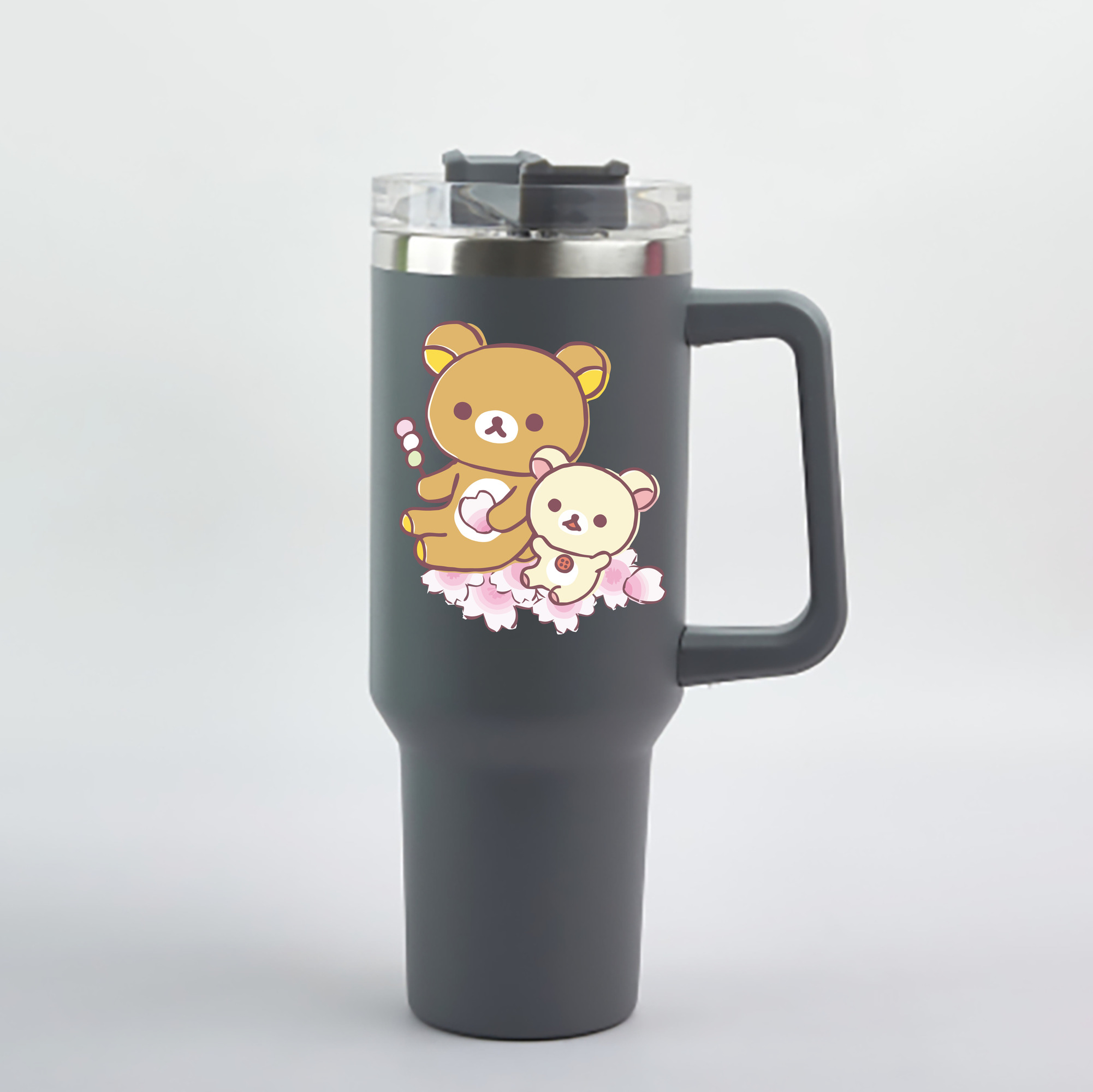 （画像用） リラックマ リラックマ キイロイトリ Rilakkuma Korilakkuma Kiiroitori 1200mL車用タンブラー - クリスタルステッカー（プラスチックストロー付き）