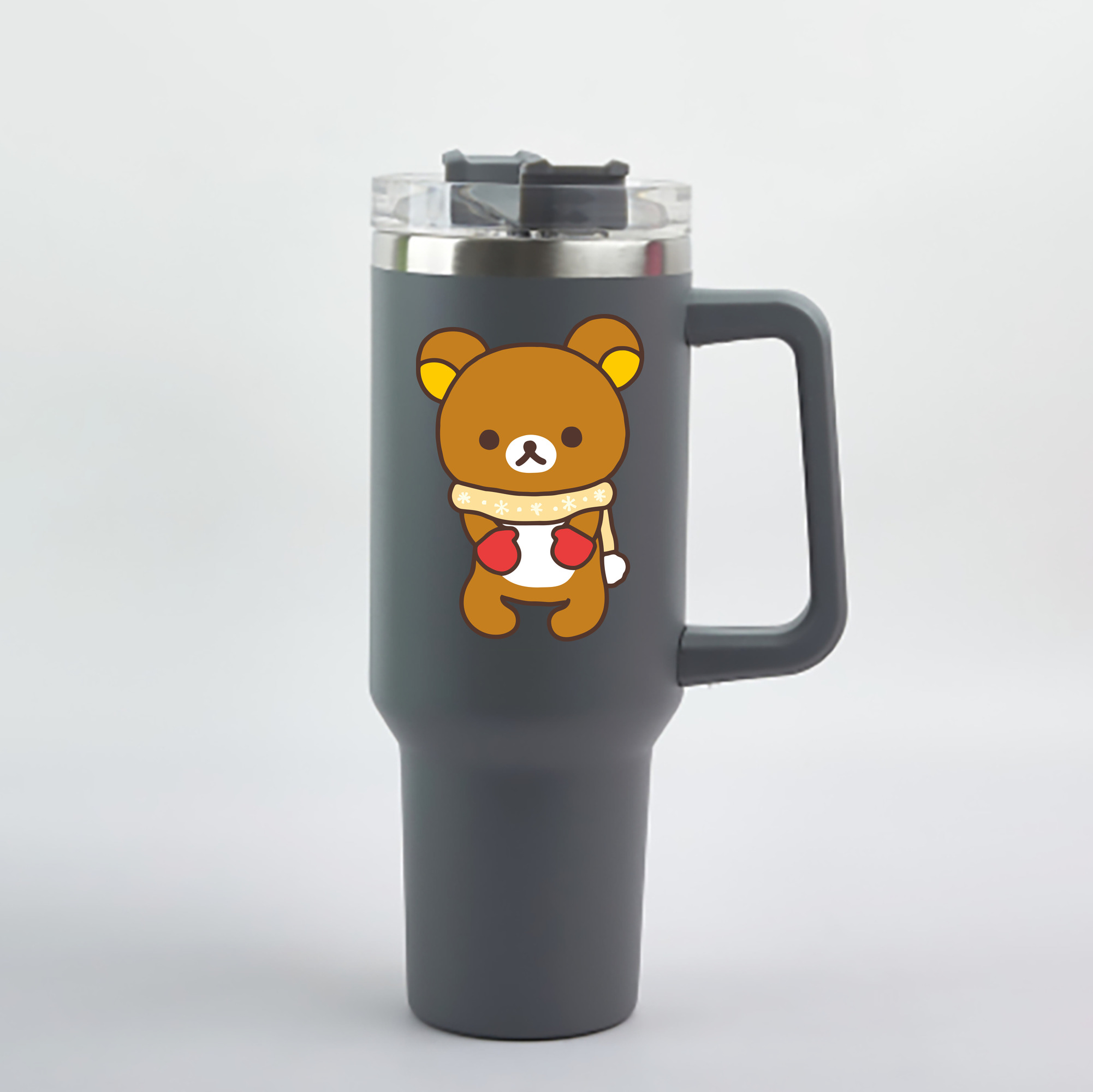 （画像用） リラックマ リラックマ キイロイトリ Rilakkuma Korilakkuma Kiiroitori 1200mL車用タンブラー - クリスタルステッカー（プラスチックストロー付き）
