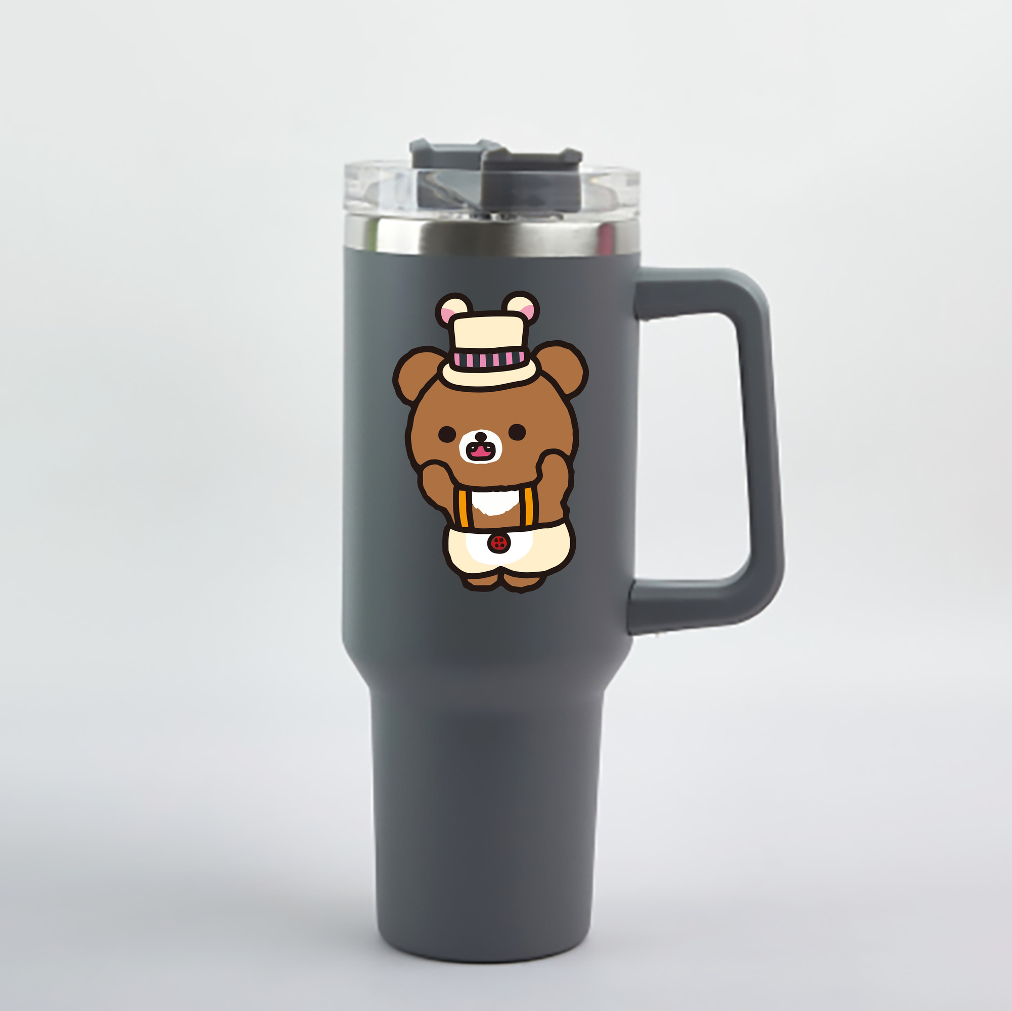 （画像用） リラックマ リラックマ キイロイトリ Rilakkuma Korilakkuma Kiiroitori 1200mL車用タンブラー - クリスタルステッカー（プラスチックストロー付き）