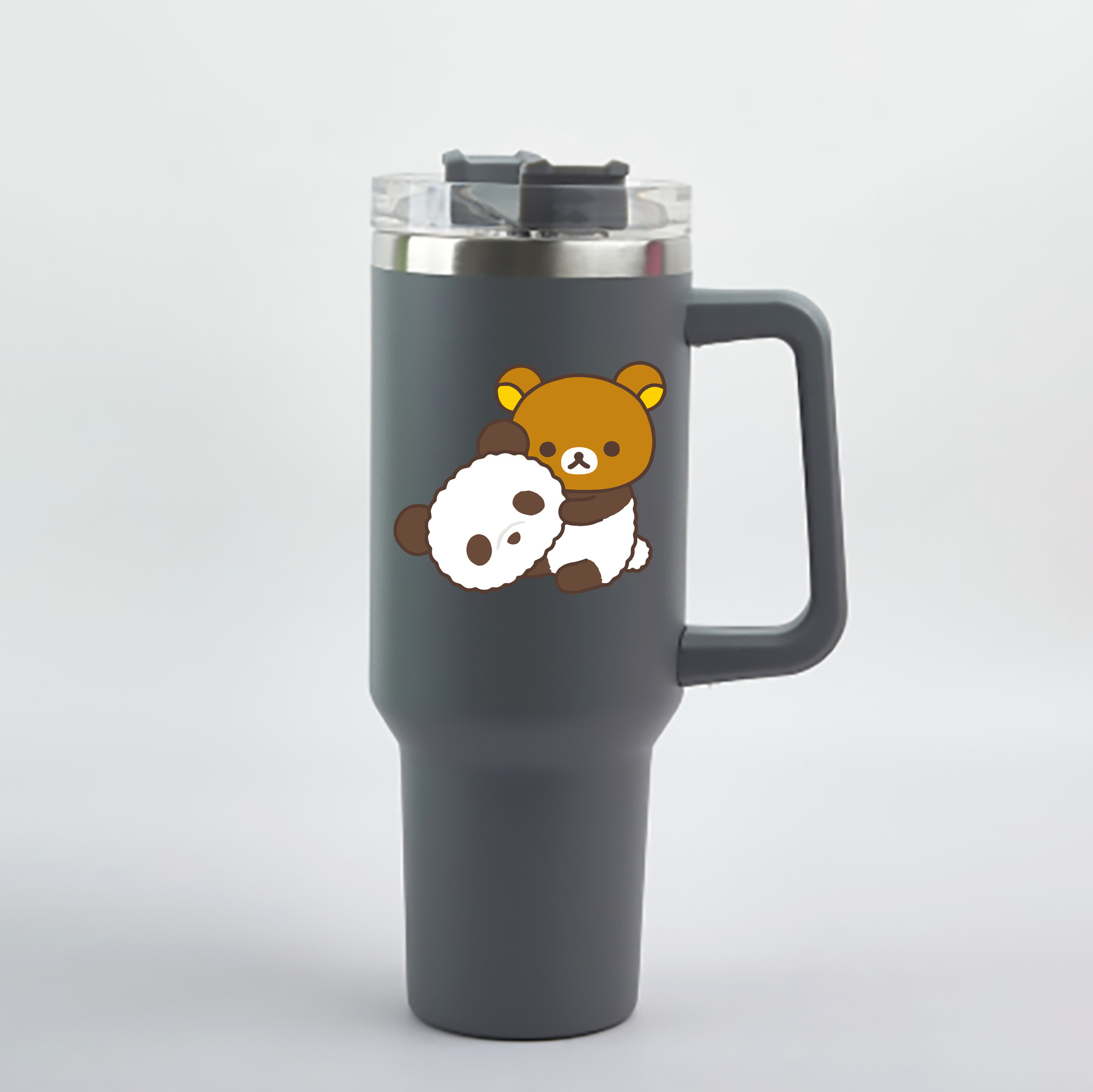（画像用） リラックマ リラックマ キイロイトリ Rilakkuma Korilakkuma Kiiroitori 1200mL車用タンブラー - クリスタルステッカー（プラスチックストロー付き）