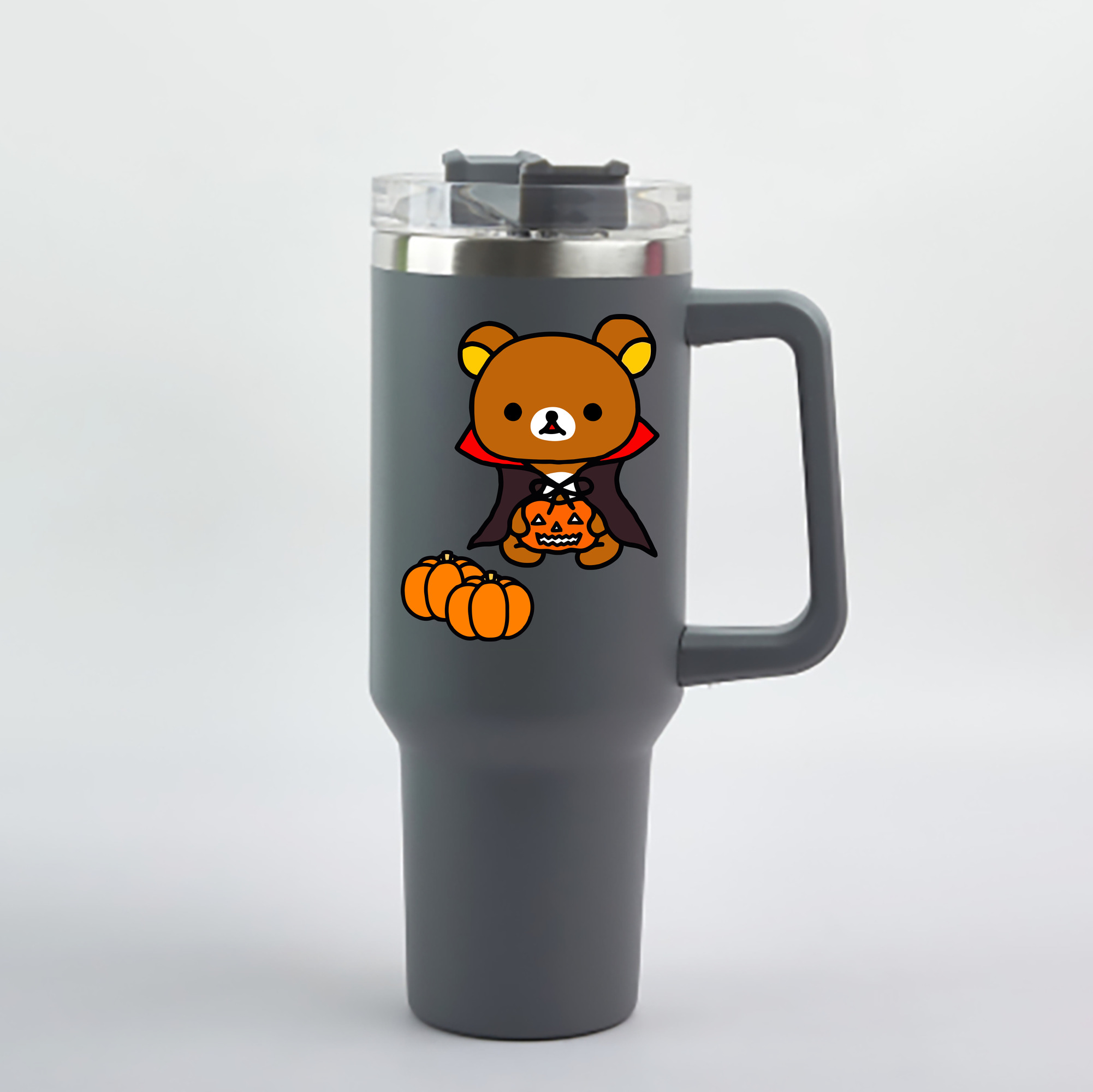 （画像用） リラックマ リラックマ キイロイトリ Rilakkuma Korilakkuma Kiiroitori 1200mL車用タンブラー - クリスタルステッカー（プラスチックストロー付き）