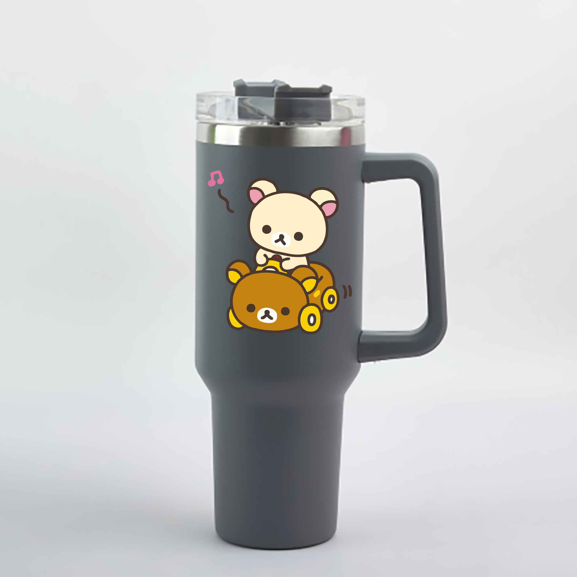 （画像用） リラックマ リラックマ キイロイトリ Rilakkuma Korilakkuma Kiiroitori 1200mL車用タンブラー - クリスタルステッカー（プラスチックストロー付き）